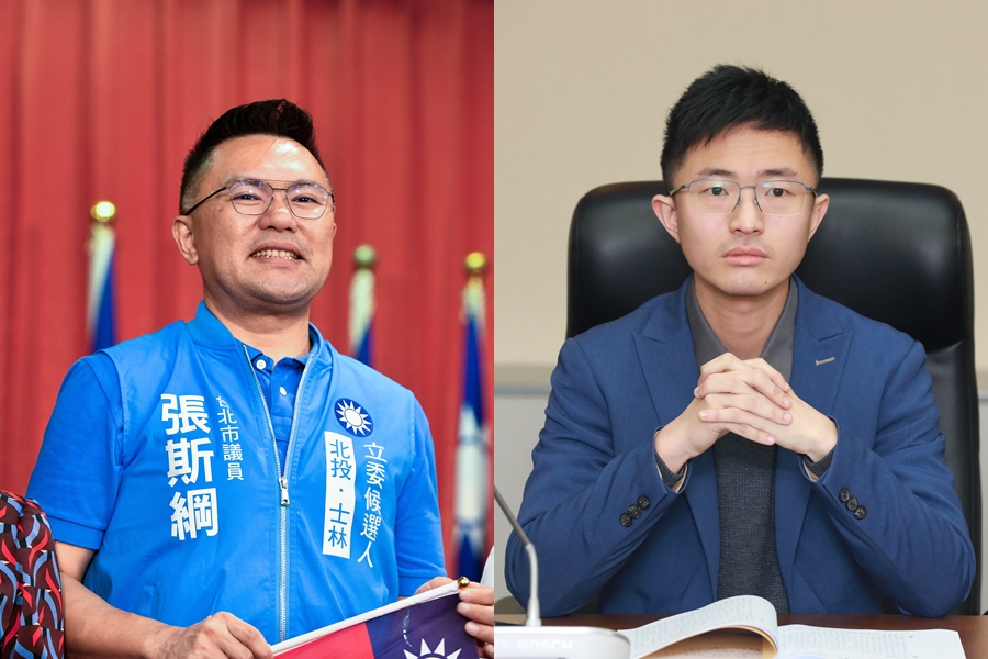 獲得國民黨提名的台北市立委第1選區候選人張斯綱（左）向也要參選的新黨候選人侯漢廷（右）喊話，只要泛藍團結就能贏。（本刊資料照）
