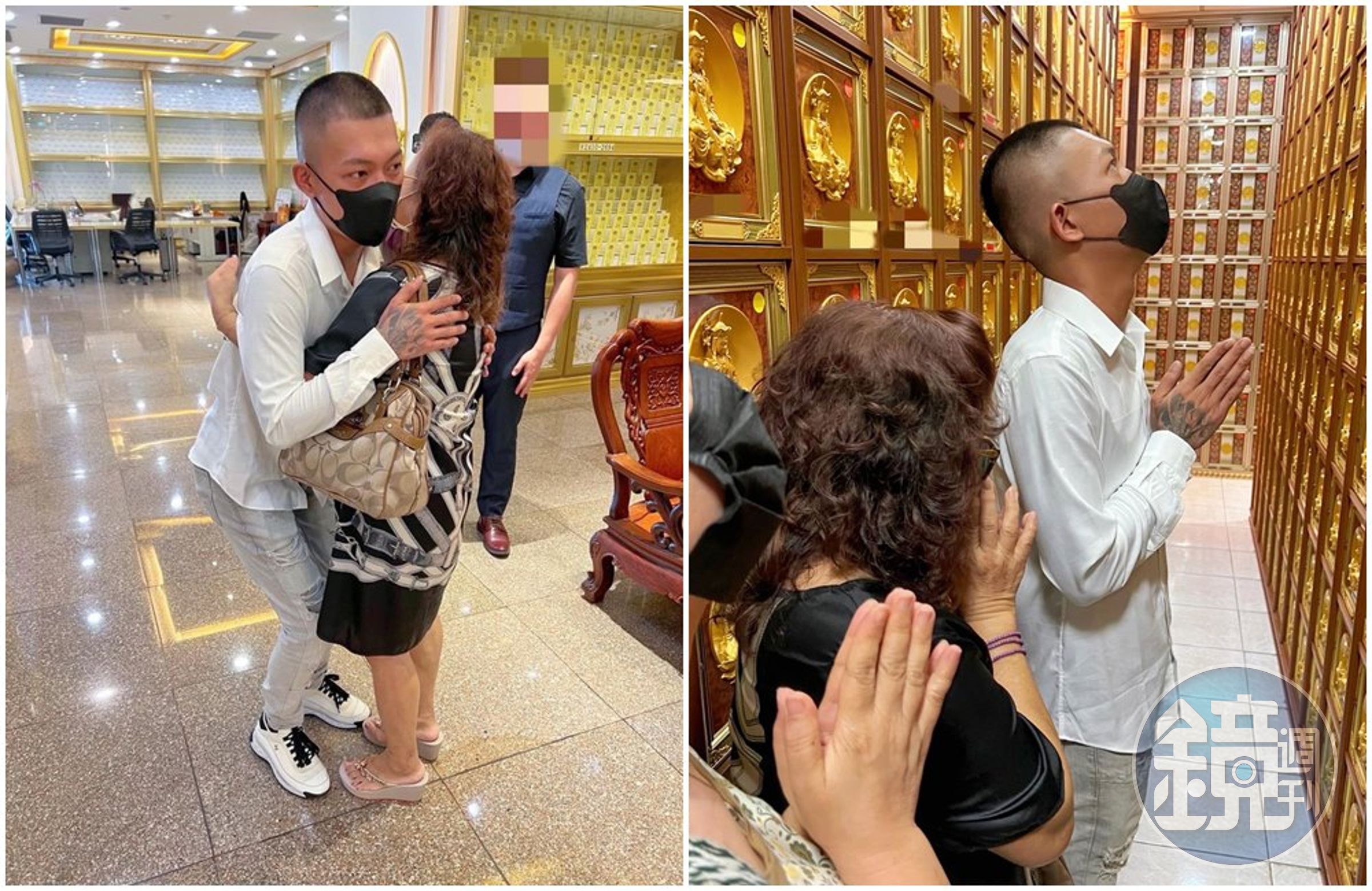 鳳梨到已故遭詐騙阿嬤的靈前上香道歉。(翻攝吳泓逸臉書)