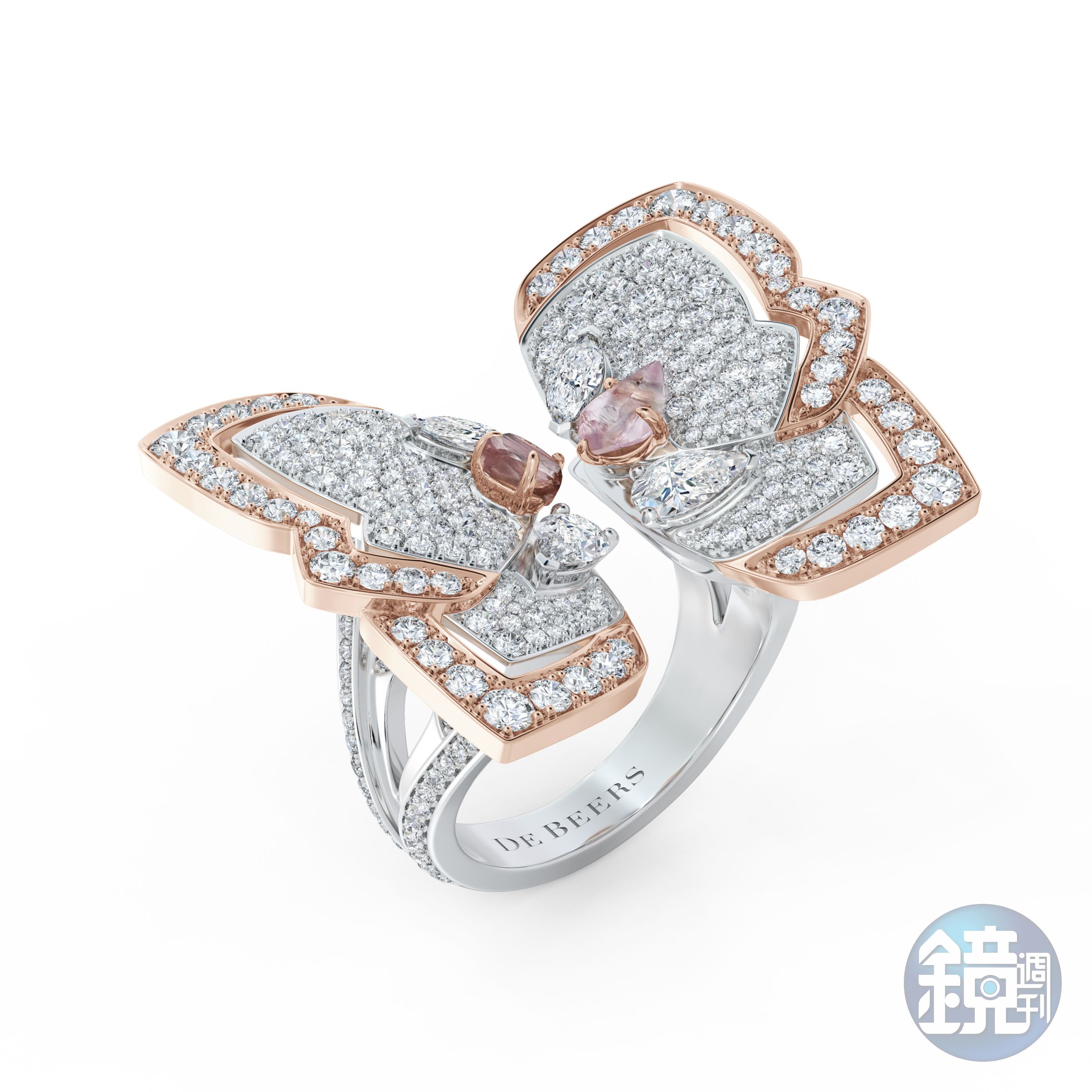 Metamorphosis by De Beers高級珠寶系列Spring蝴蝶造型戒指。NT$1,635,000（De Beers提供）
