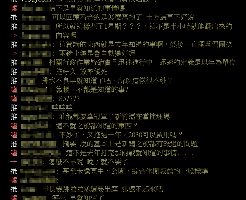PTT鄉民認為，所謂的檢測報告都是去年就已經知道的問題，認為改善進度已經拖太久。（翻攝自PTT）