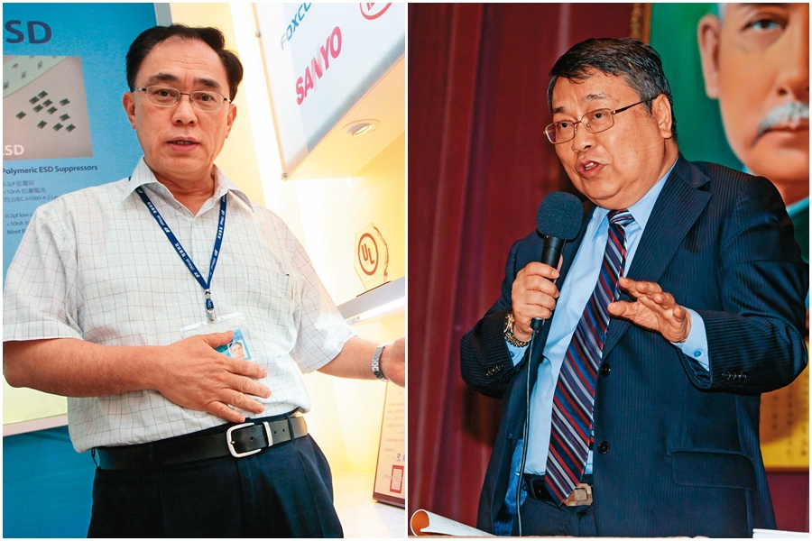 聚鼎創辦人張忠本（右圖）不滿現任董座朱復華海外投資失利，公司盈餘重衰，表示會選適當時機辭任董事；面對連襟控訴海外倂購問題多，聚鼎現任董座朱復華（左圖）喊冤，強調並無隱匿資訊。（左圖來源：聯合知識庫）