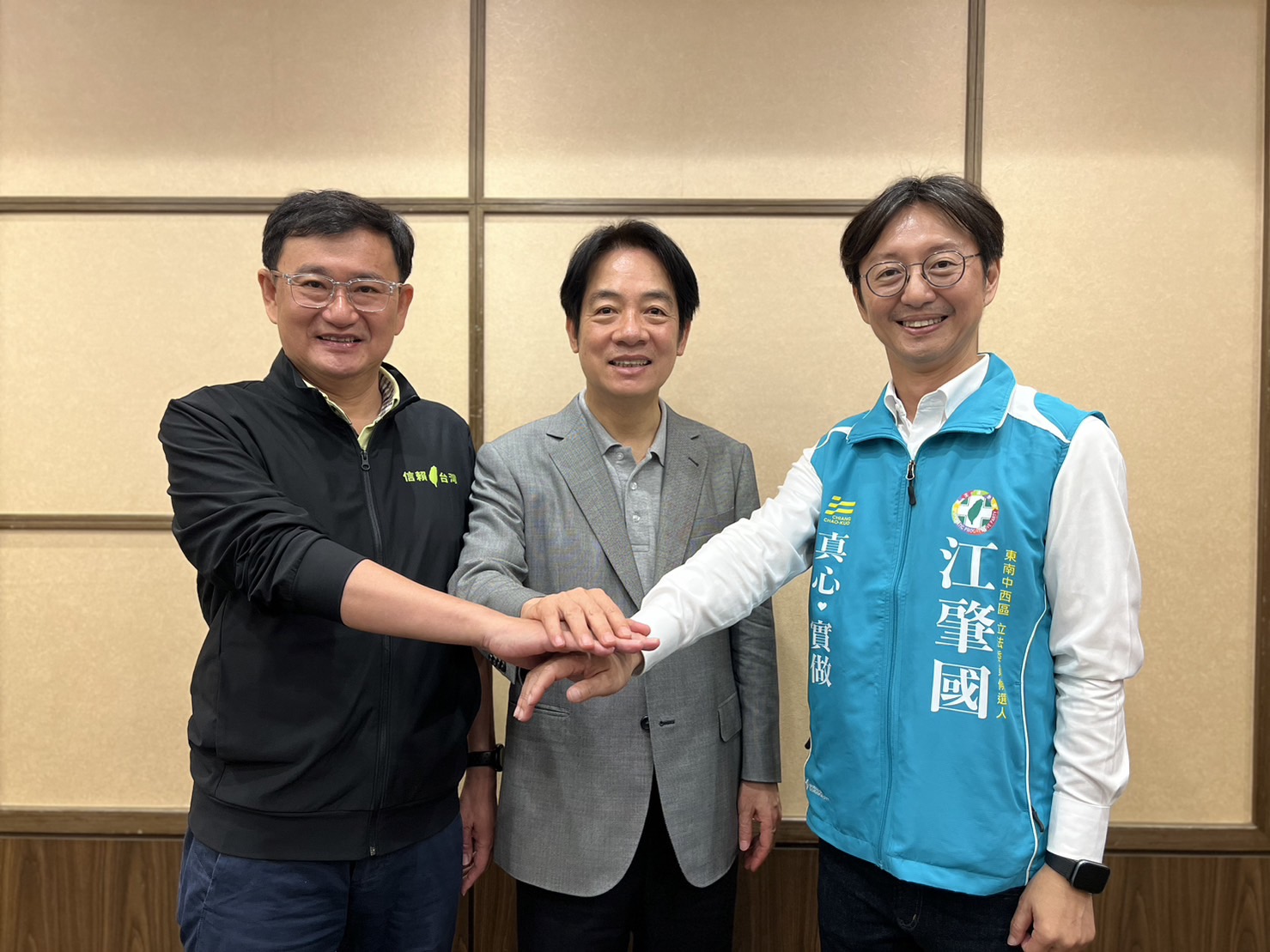 賴清德領軍參與江肇國競選團隊誓師大會。（江肇國服務處提供）