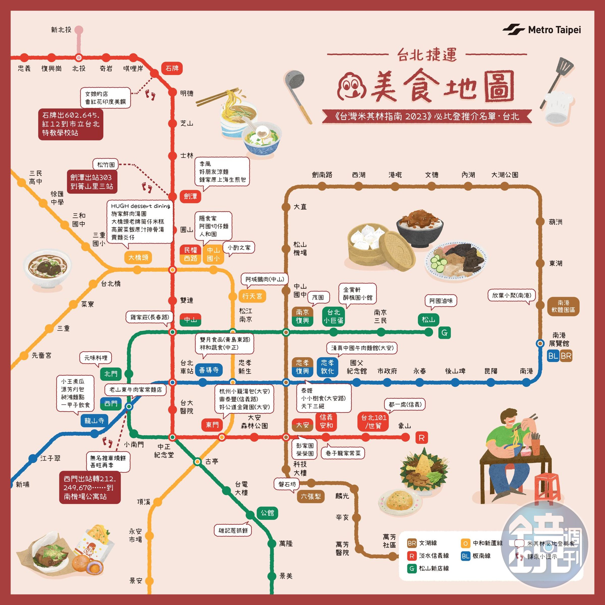 針對必比登推介,北捷整超實用美食地圖。(翻攝自臉書@台北捷運 Metro Taipei )