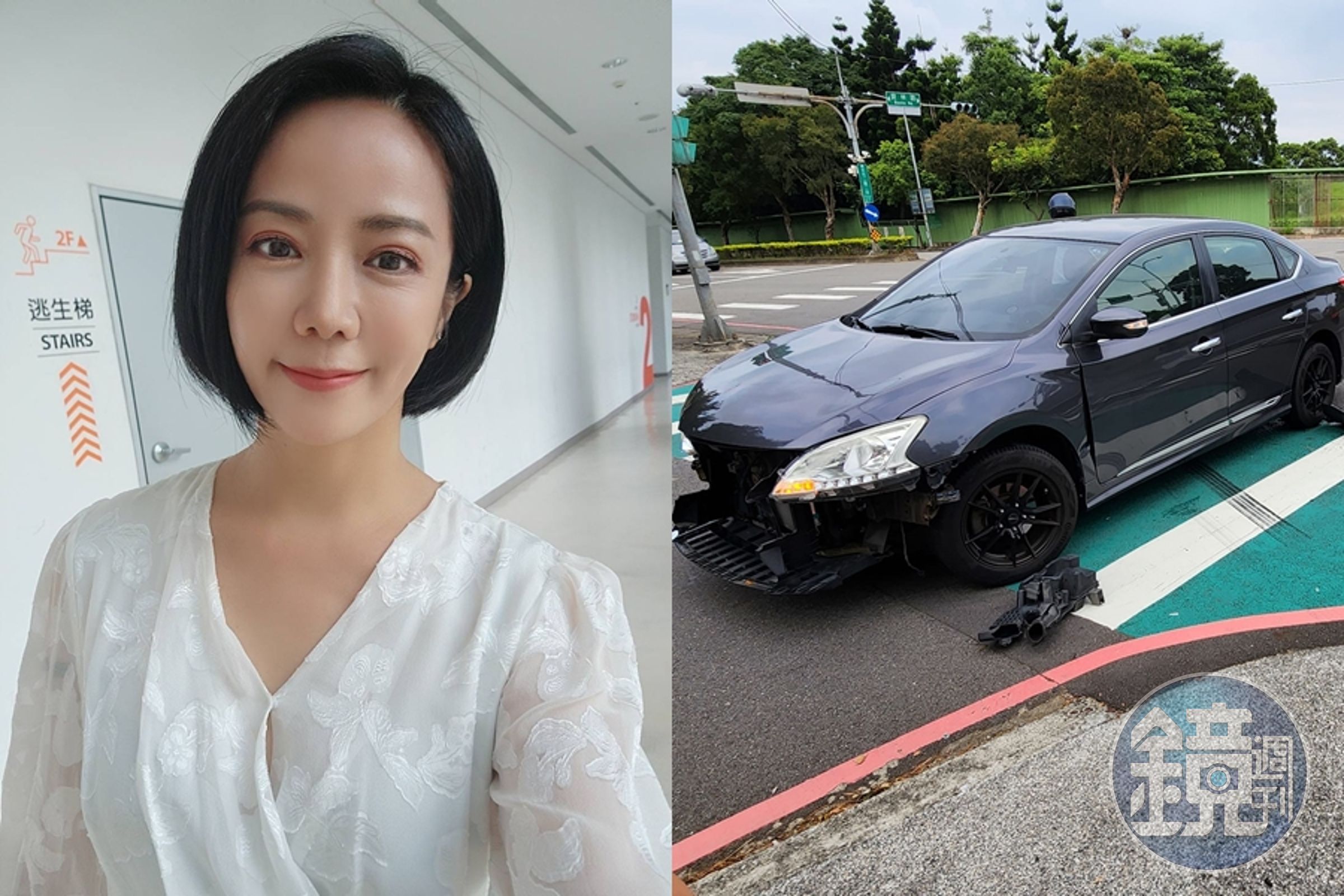女星陳仙梅(左)近日忙拍八點檔,搭乘《市井豪門》劇組車時,竟發生車禍意外。(翻攝自陳仙梅臉書)