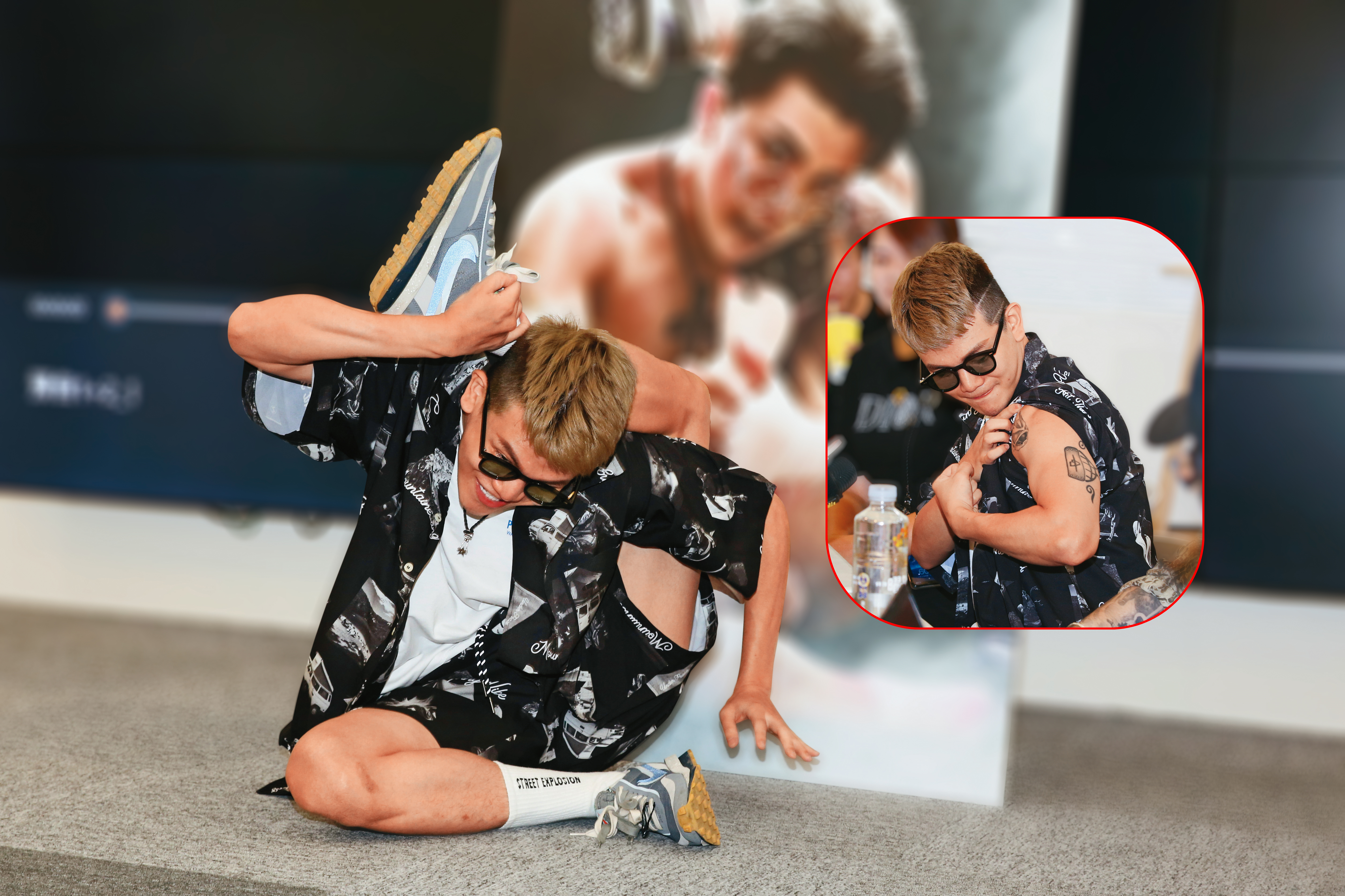  孫生展現筋骨，想必男老司機看到這姿勢都有了大膽的想法…（收起你那大膽的想法）