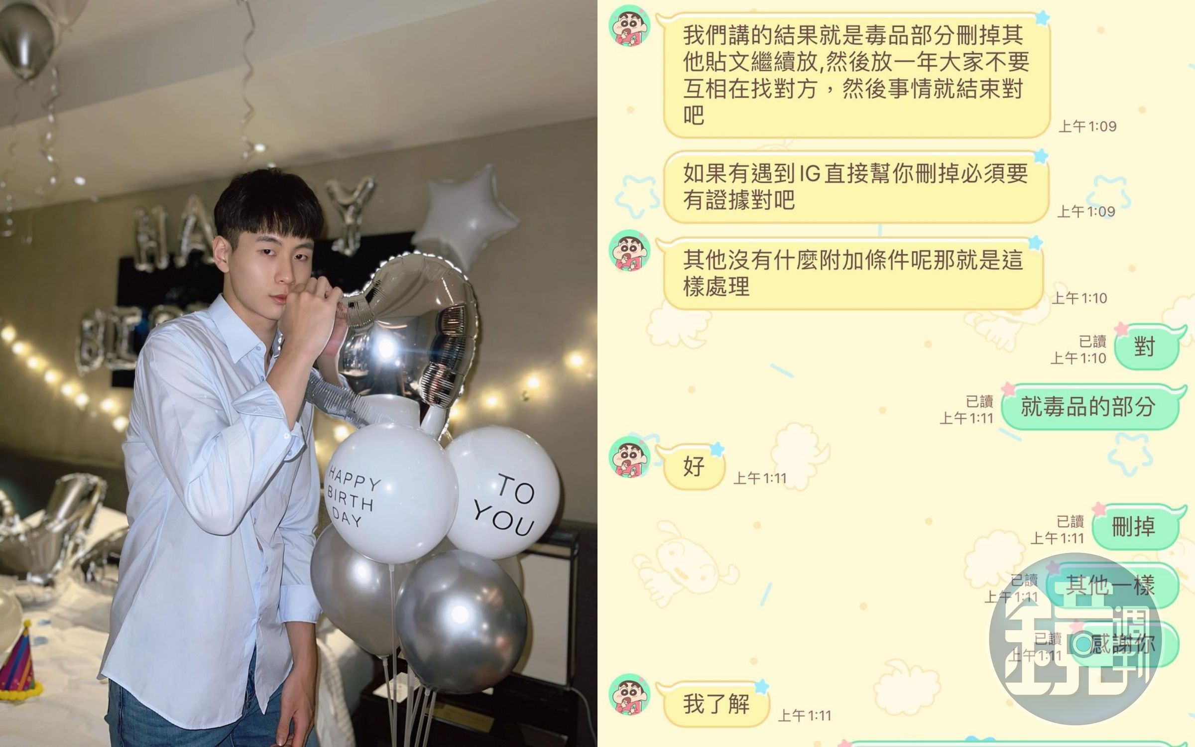「鳥總」兒子（左）發文反擊「小提琴王子」惡人先告狀、真的很可恥！並且曝光相關對話。（翻攝IG）