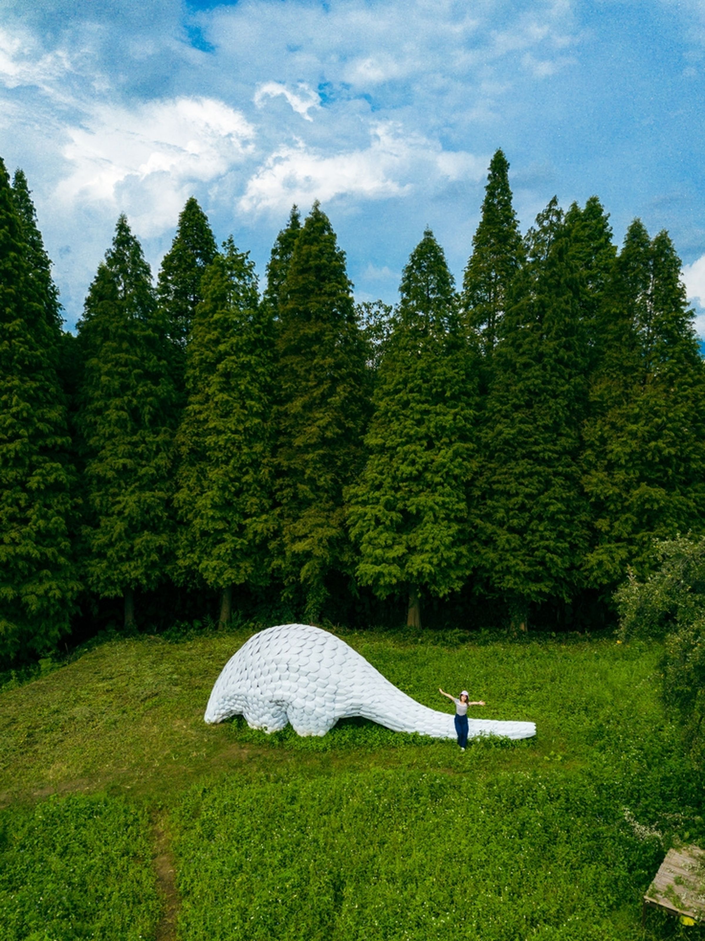 《沉睡的少年》由藝術家陳湘馥創作，甚至穿山甲的鱗片都透過3D模擬，栩栩如生。