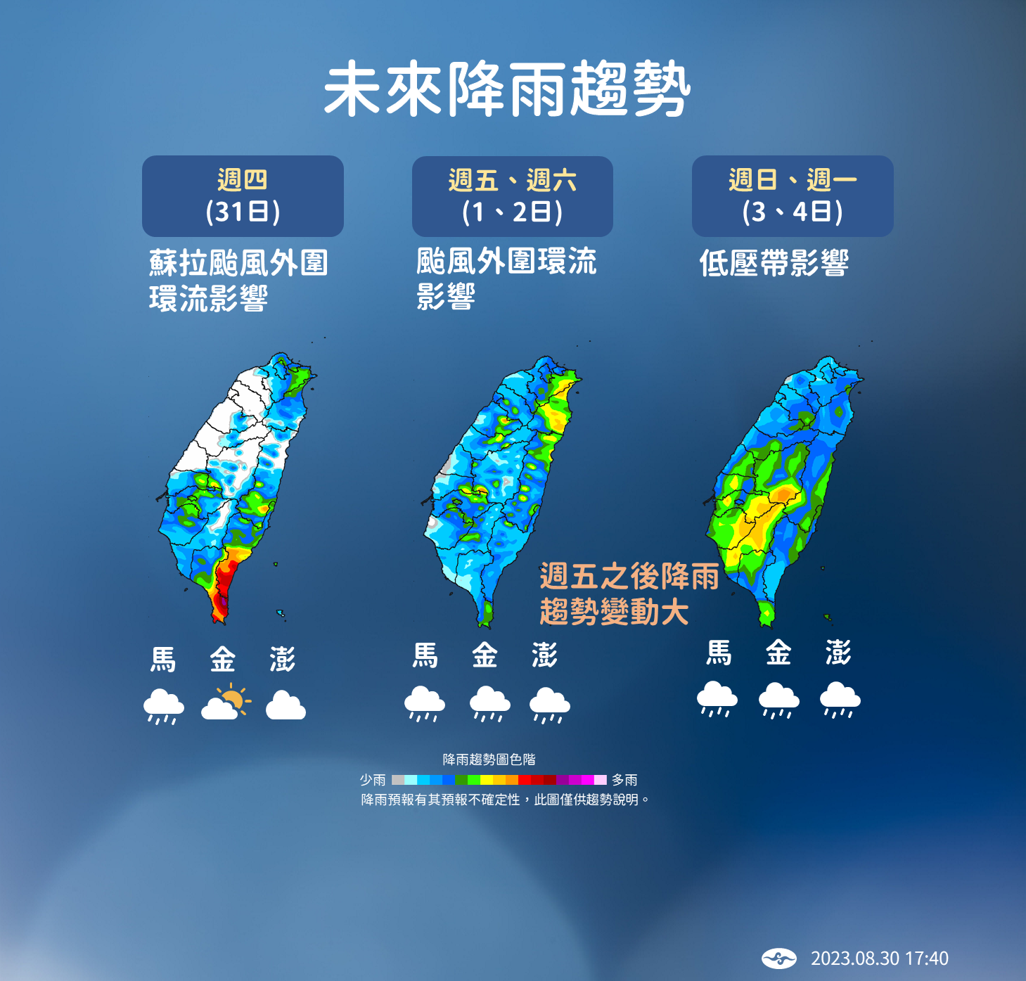 未來一週天氣。（翻攝自氣象局）