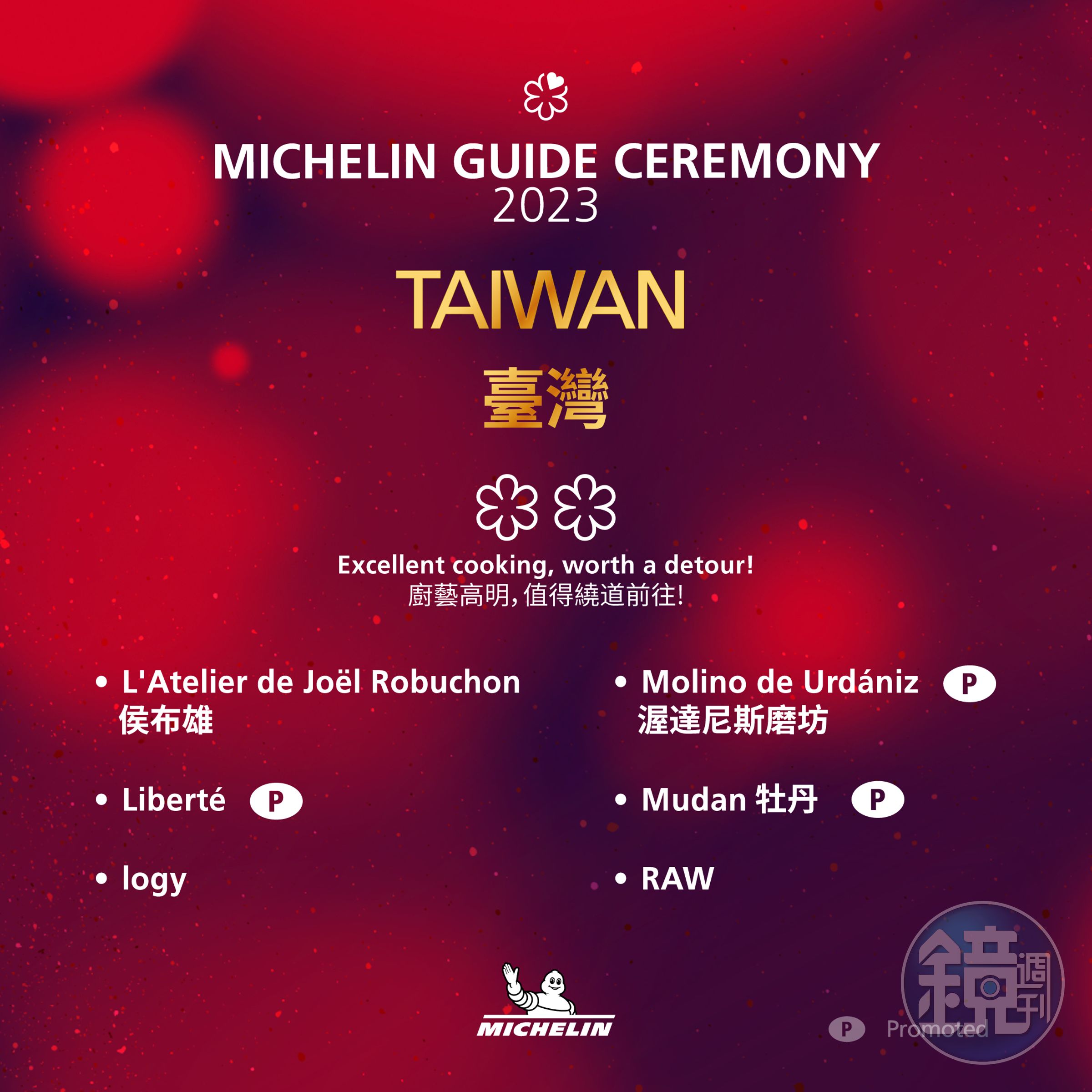 有6家餐廳獲得米其林二星。(翻攝自MICHELIN Guide臉書)