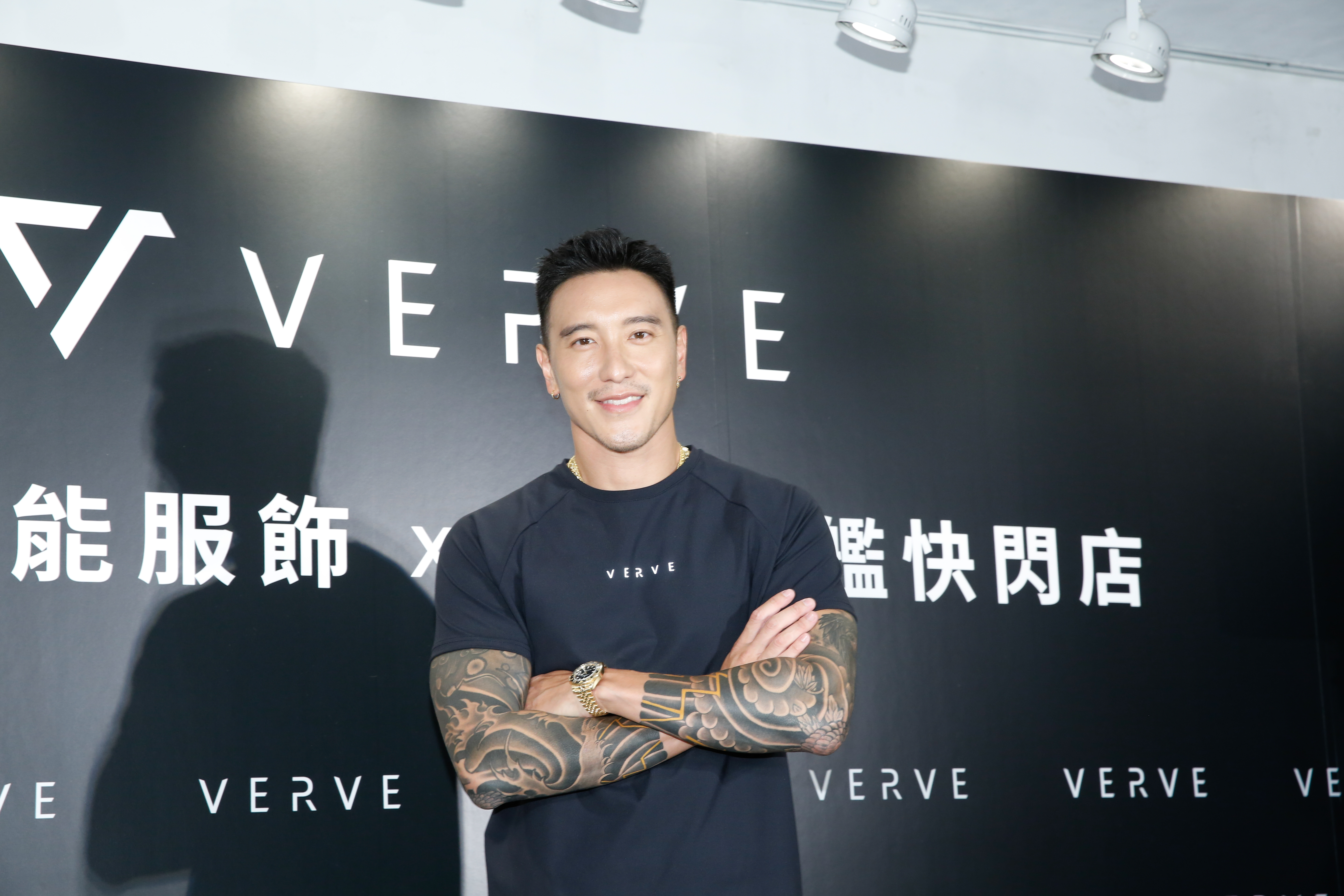 王陽明代言機能服飾，這是他爆婚姻亮紅燈後首度公開露面。