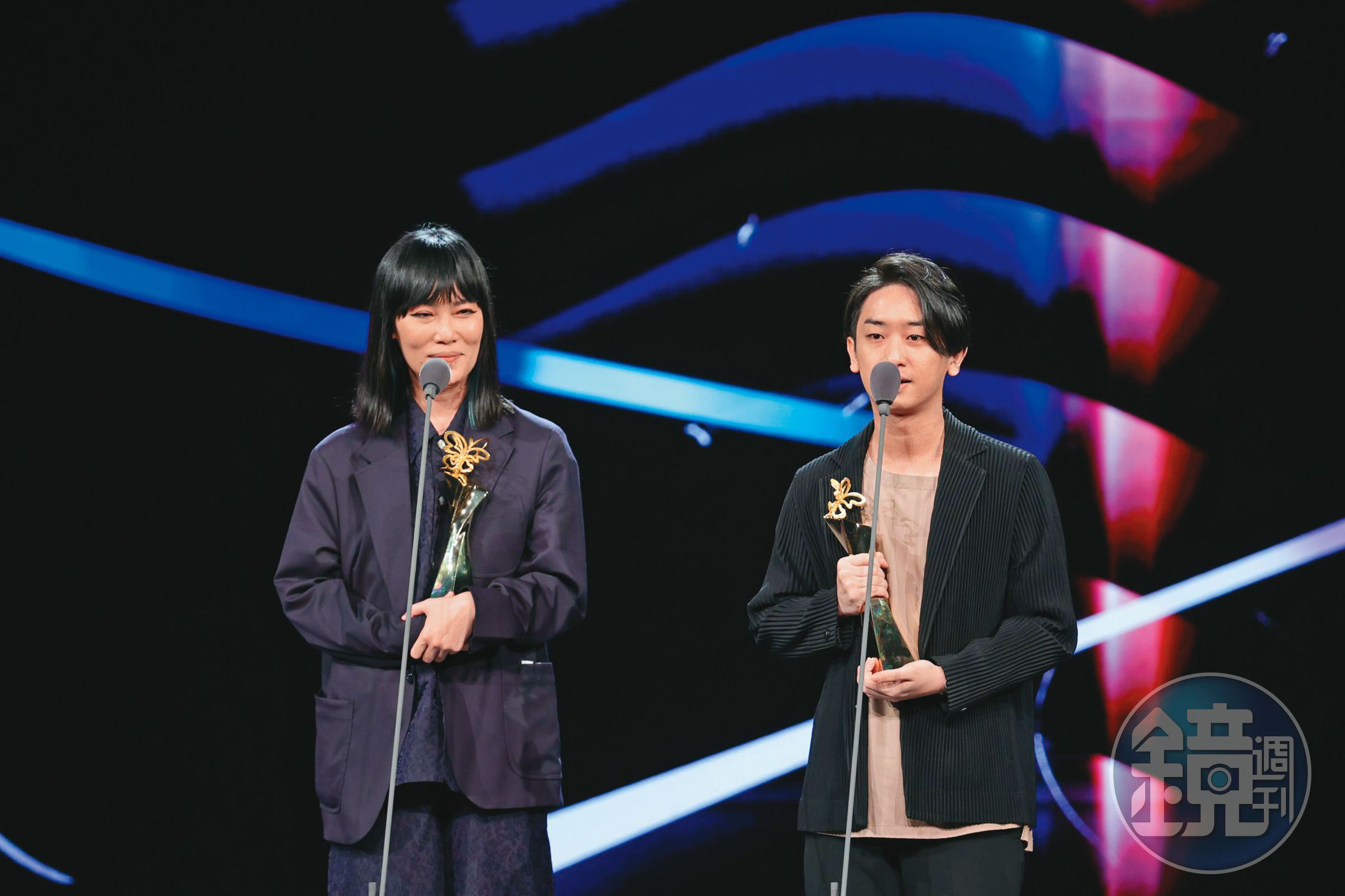 施筱柔（左）、張甫丞（右）以《查無此心》獲得今年台北電影獎最佳造型獎。（翻攝自《查無此心》官方臉書）