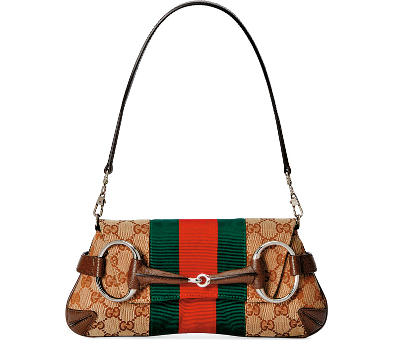 GUCCI Horsebit Chain經典帆布小款包 NT$92,500（古馳提供）