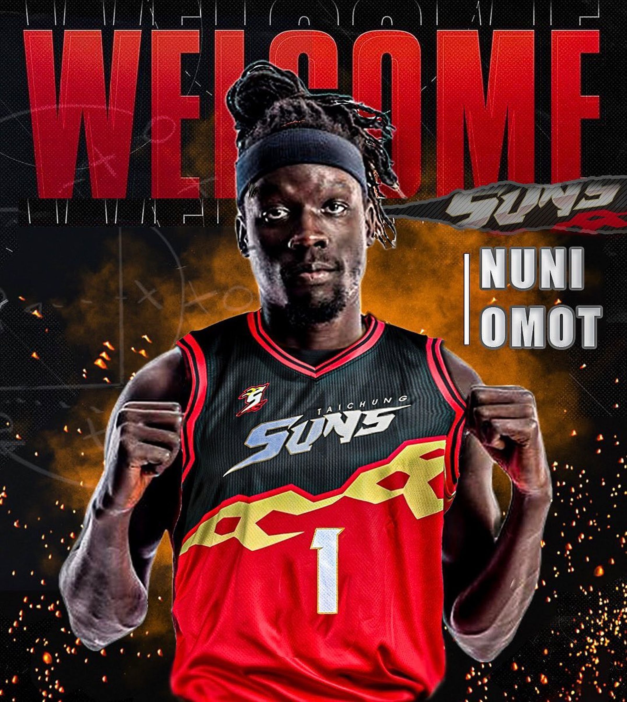 T1台中太陽新洋將奧莫特，在FIBA2023世界盃男籃預賽時肘擊塞爾維亞前鋒希馬尼奇，後者送醫後被迫動刀摘除一顆腎臟。（翻攝自臺中太陽職業籃球隊臉書）