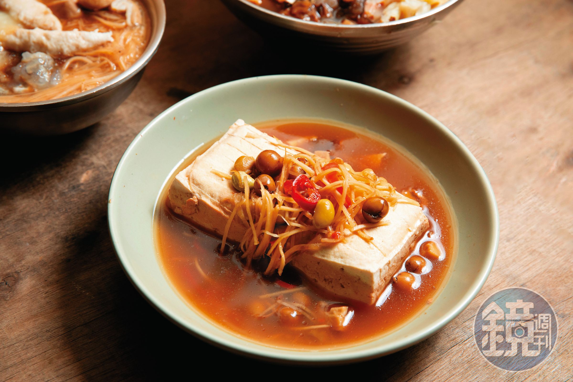 除了煮、炸的臭豆腐外，清蒸破布子臭豆腐（圖）也頗受饕客歡迎，素食者也能享用。（70元／盤） 