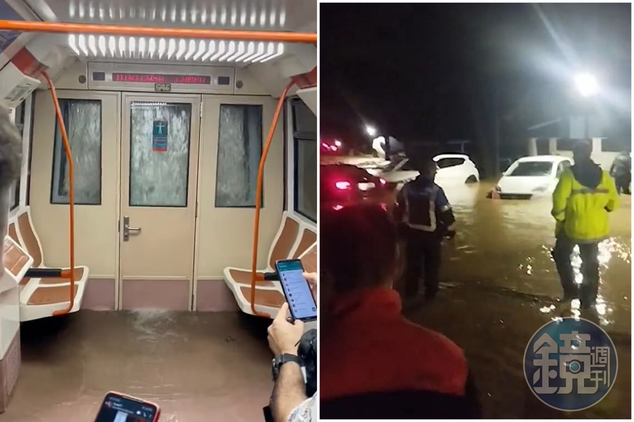 西班牙遇50年來最嚴重水患!乘客被迫搭「水濂洞捷運」,遍地路斷車毀釀2死。(翻自《每日郵報》)