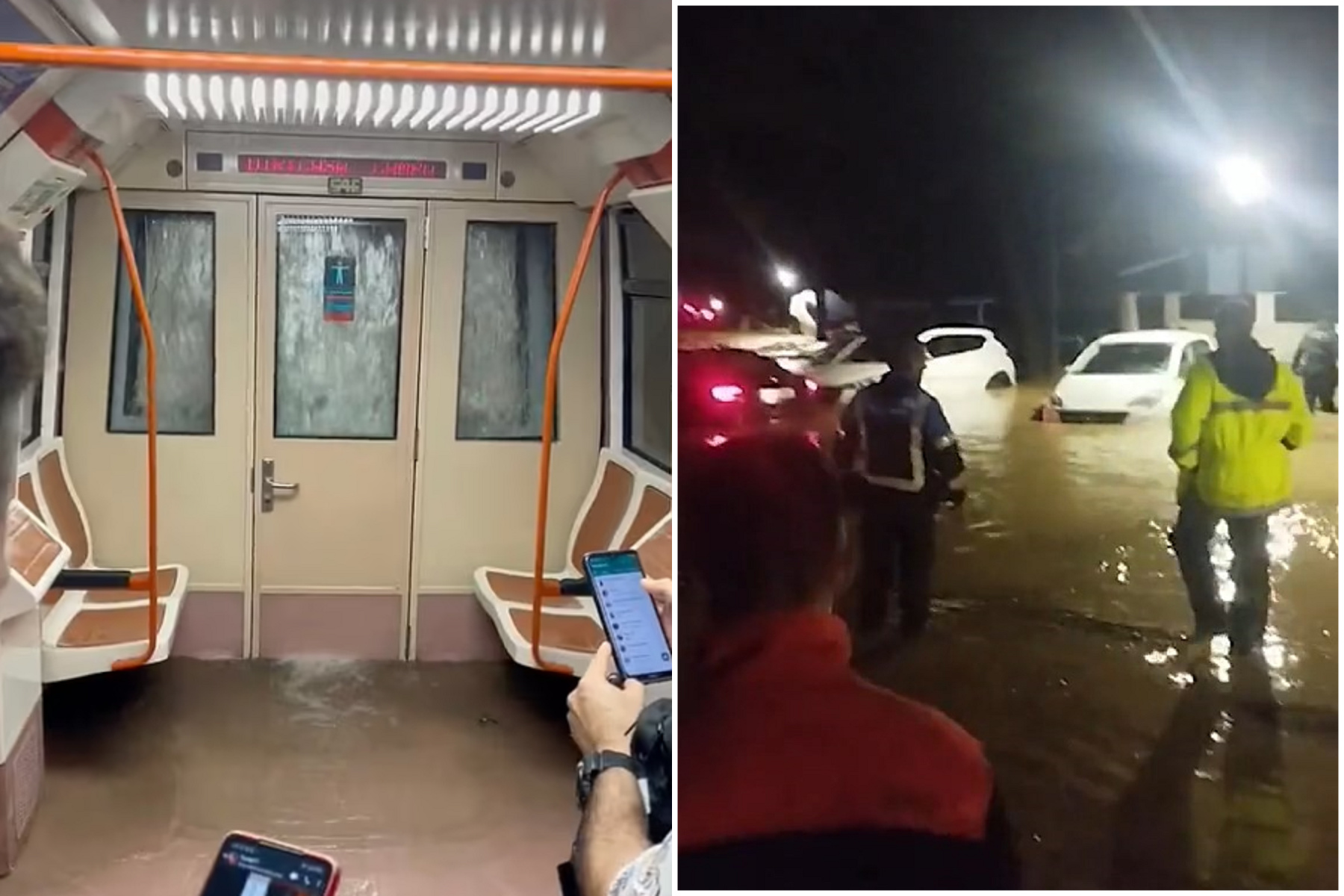 西班牙遇50年來最嚴重水患！乘客被迫搭「水濂洞捷運」，遍地路斷車毀釀2死。（翻自《每日郵報》）