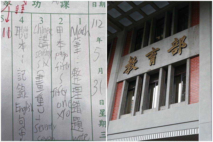 有家長在PTT分享孩子的聯絡簿，中英文夾雜的「晶晶體」，讓他忍不住批評教育部推行的雙語政策。（翻攝自PTT、本刊資料照）