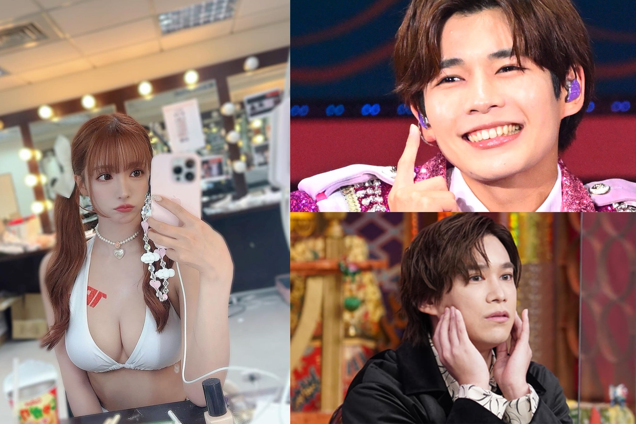 三上悠亞（左）被拍連吃「傑尼斯」男偶像，而且新歡長尾謙杜（右上）與舊愛千賀健永（右下）差了11歲。（翻攝網路）
