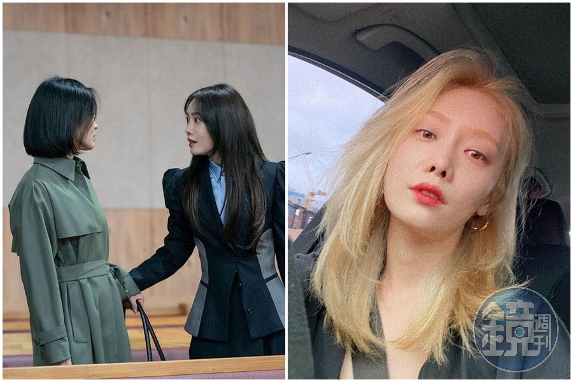 在《黑暗榮耀》飾演吸毒、霸凌者的女星金赫拉(右),被指控國中時期參與校園霸凌、教唆偷竊。(翻攝自金赫拉IG)