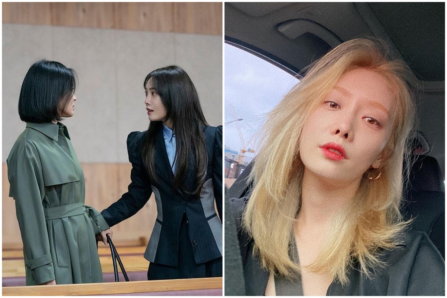 在《黑暗榮耀》飾演吸毒、霸凌者的女星金赫拉（右），被指控國中時期參與校園霸凌、教唆偷竊。（翻攝自金赫拉IG）