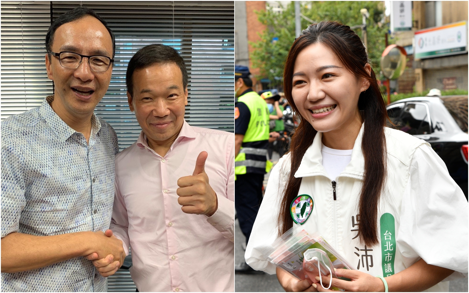 鍾小平（左圖右）確定獲得國民黨提名參選中正萬華立委，民進黨參選人吳沛憶認為藍營基層實力強大，不敢鬆懈。（翻攝自鍾小平臉書／本刊資料照）
