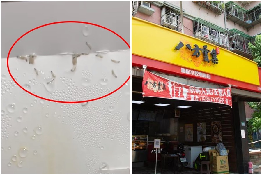 消費者指控八方雲集餐盒上爬蛆（左圖），有食安問題；北市衛生局出面稽查，檢出6項衛生缺失。（左圖翻攝自爆料公社公開版，右圖本刊資料照，非當事店家）