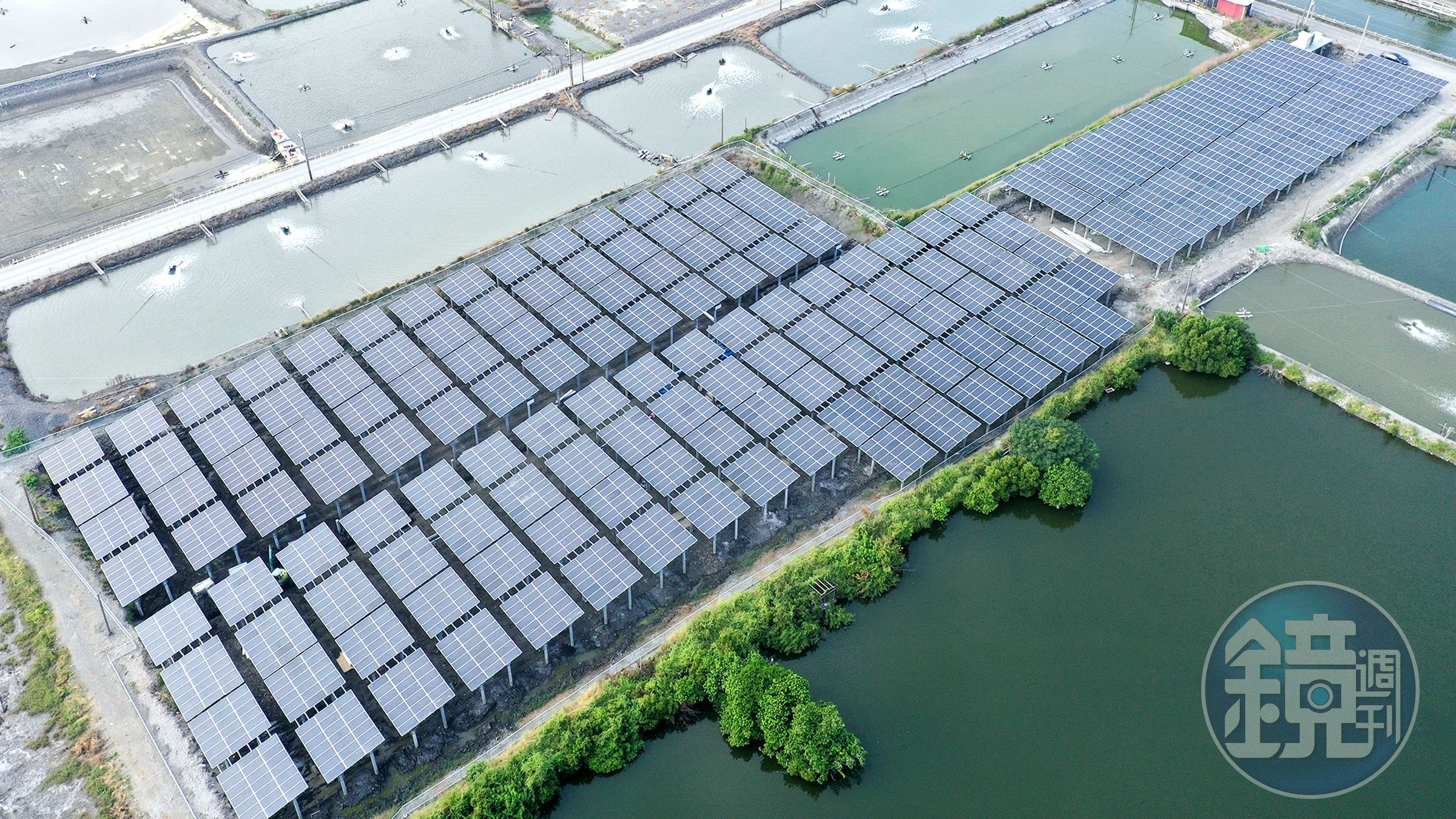 寶晶在不利耕作的地層下陷區首創大規模地面型太陽能光電案場，今年預計完成180MW併網量。（寶晶提供）