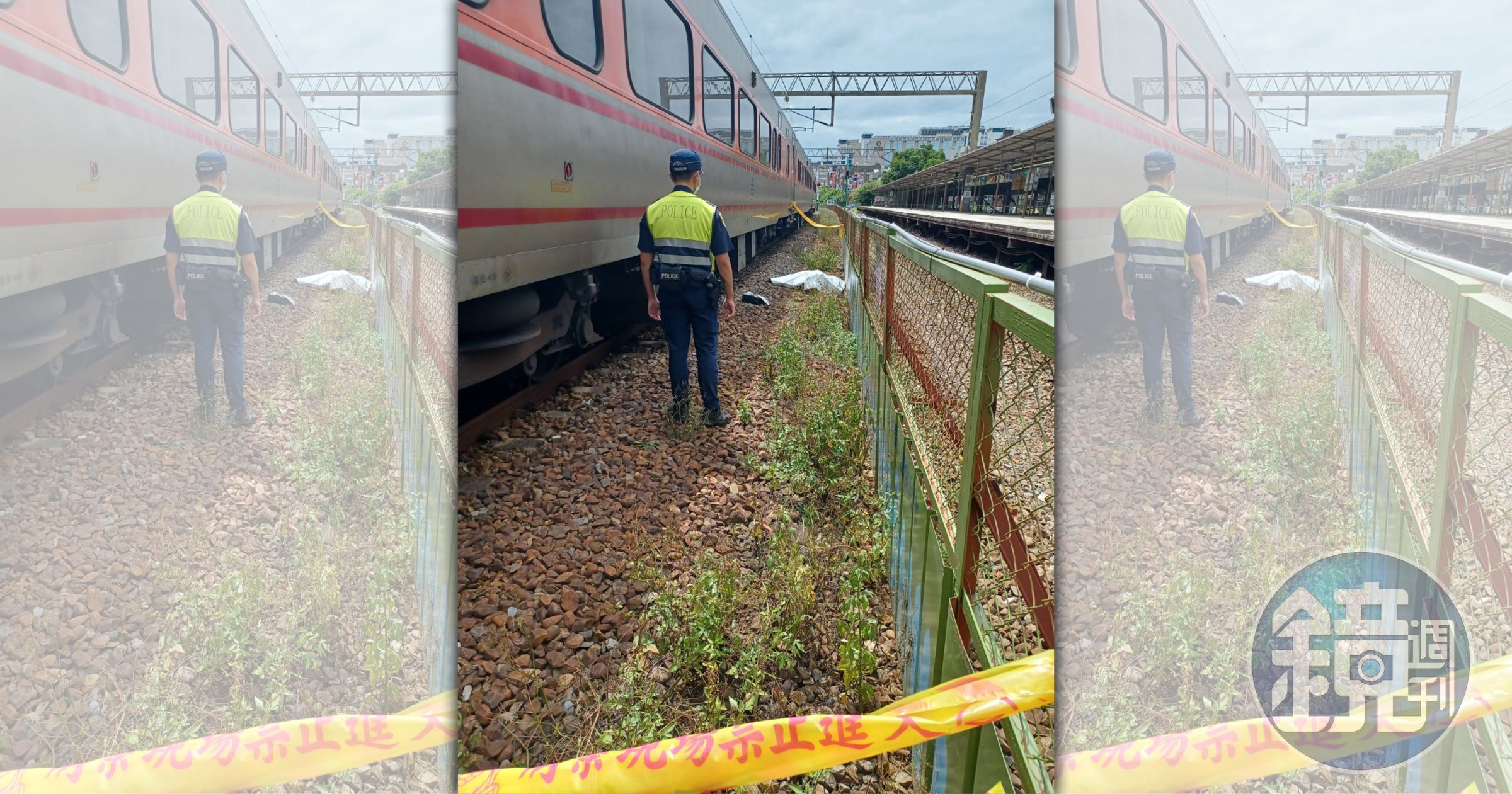 台鐵內壢火車站今午發生落軌意外。（翻攝畫面）