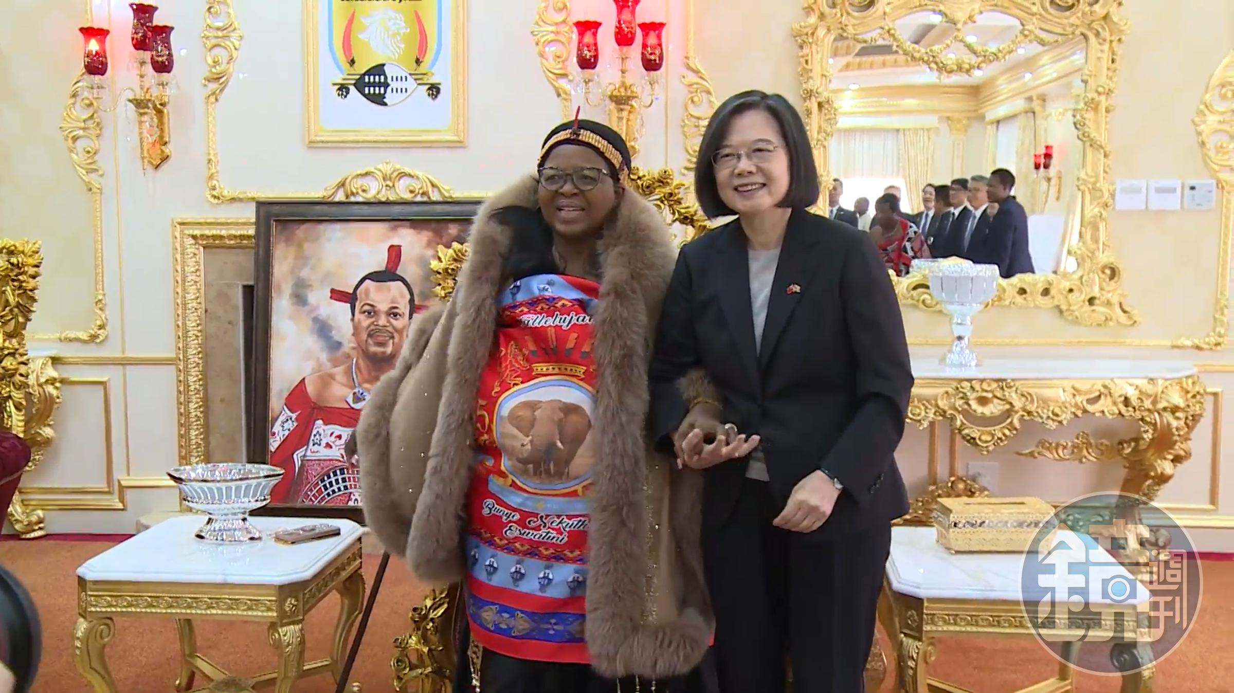 總統蔡英文7日前往王母王宮拜會史瓦帝尼王母恩彤碧(Ntombi Tfwala)。(總統府提供)