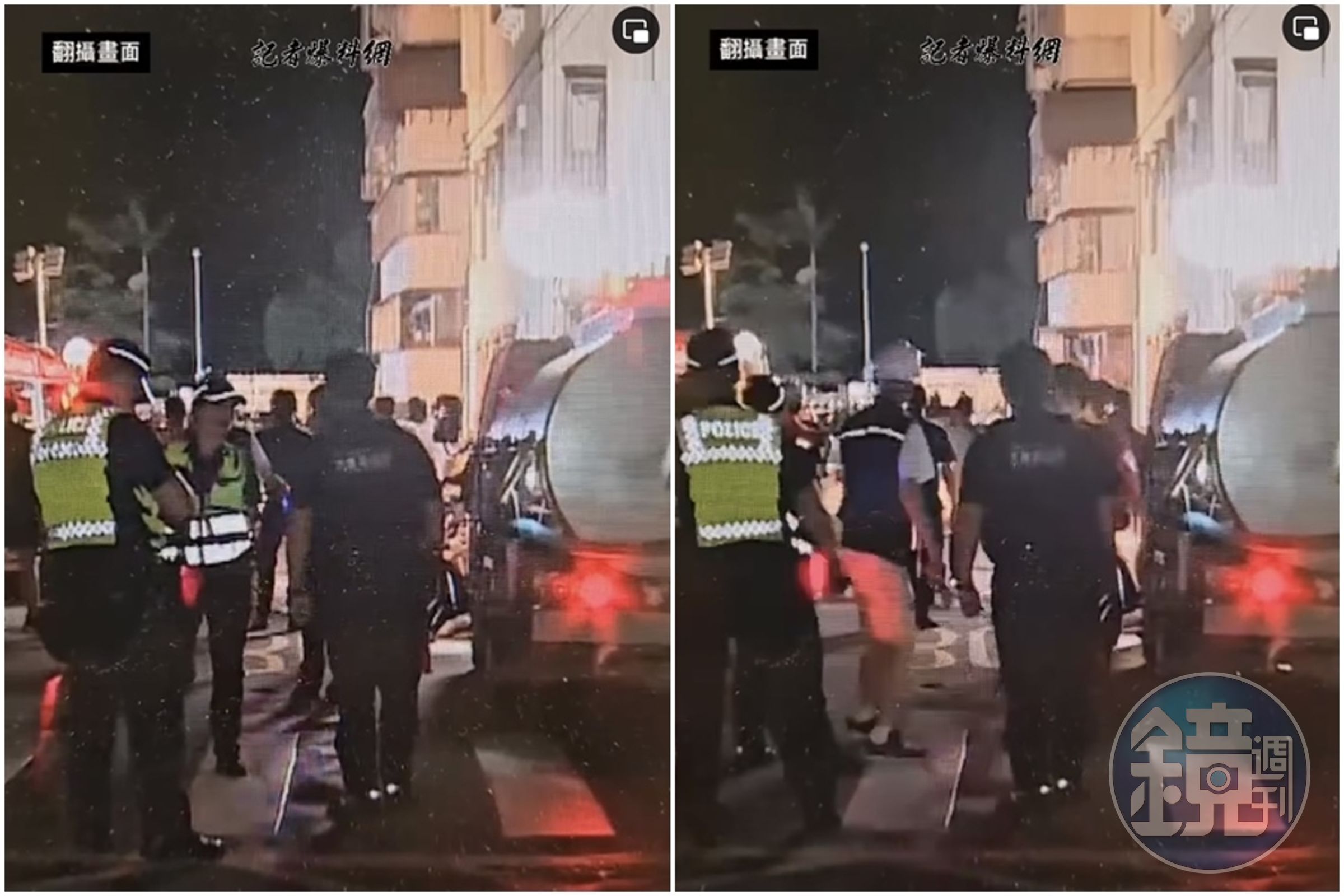 大直街民宅整棟大樓下陷,畫面曝光超嚇人。(翻攝自記者爆料網)