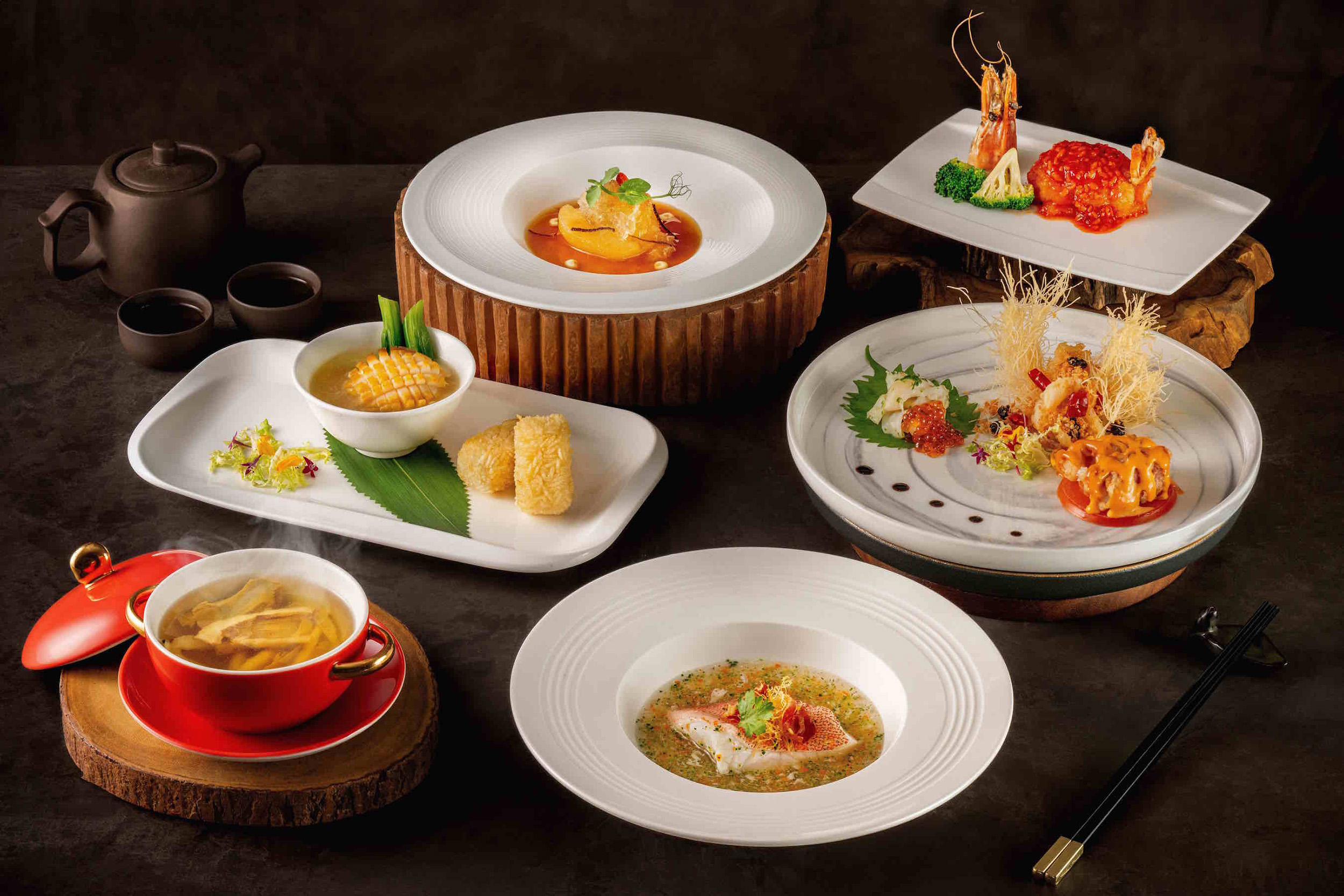 「台北遠東香格里拉」在9月8日至10日邀請到新加坡香格里拉香宮主廚張浪然來台客座，端出精彩的六道式粵菜套餐。（台北遠東香格里拉提供）