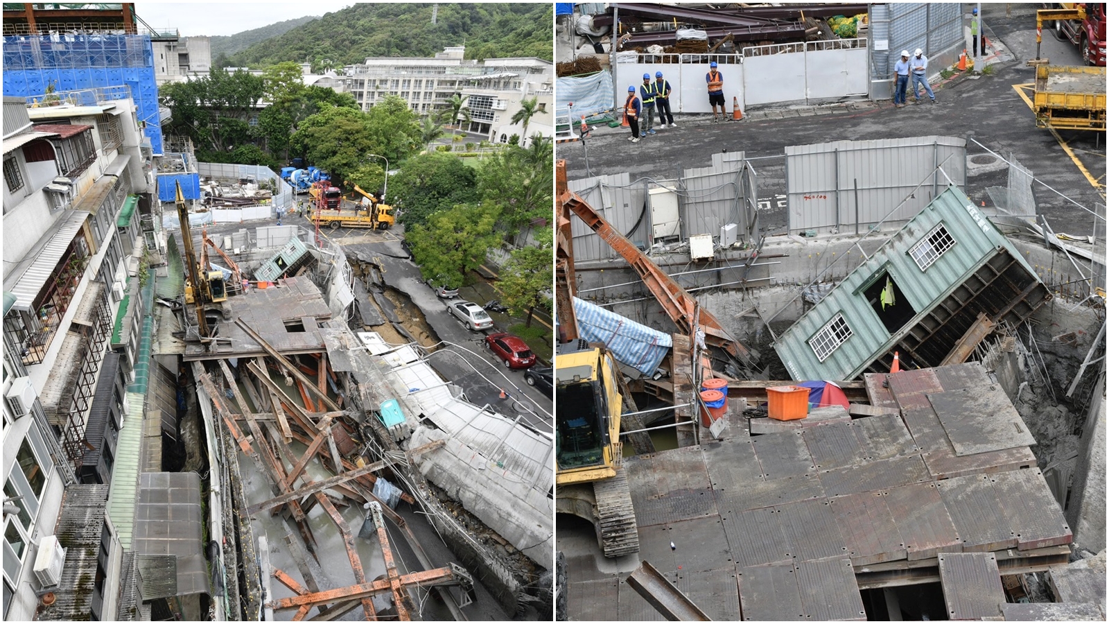 台北市中山區大直街94巷周邊昨晚發生民宅傾斜、下陷一事，被指是鄰近的基泰建設工地出包導致。