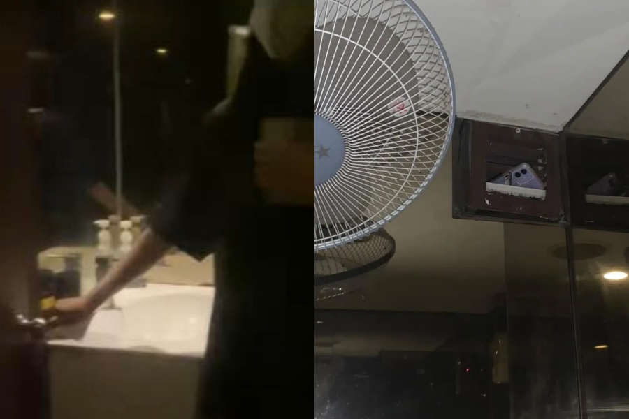 有網友出面控訴，一間位於公館商圈的美式餐廳，竟在廁所偷拍。（翻攝自爆料公社）