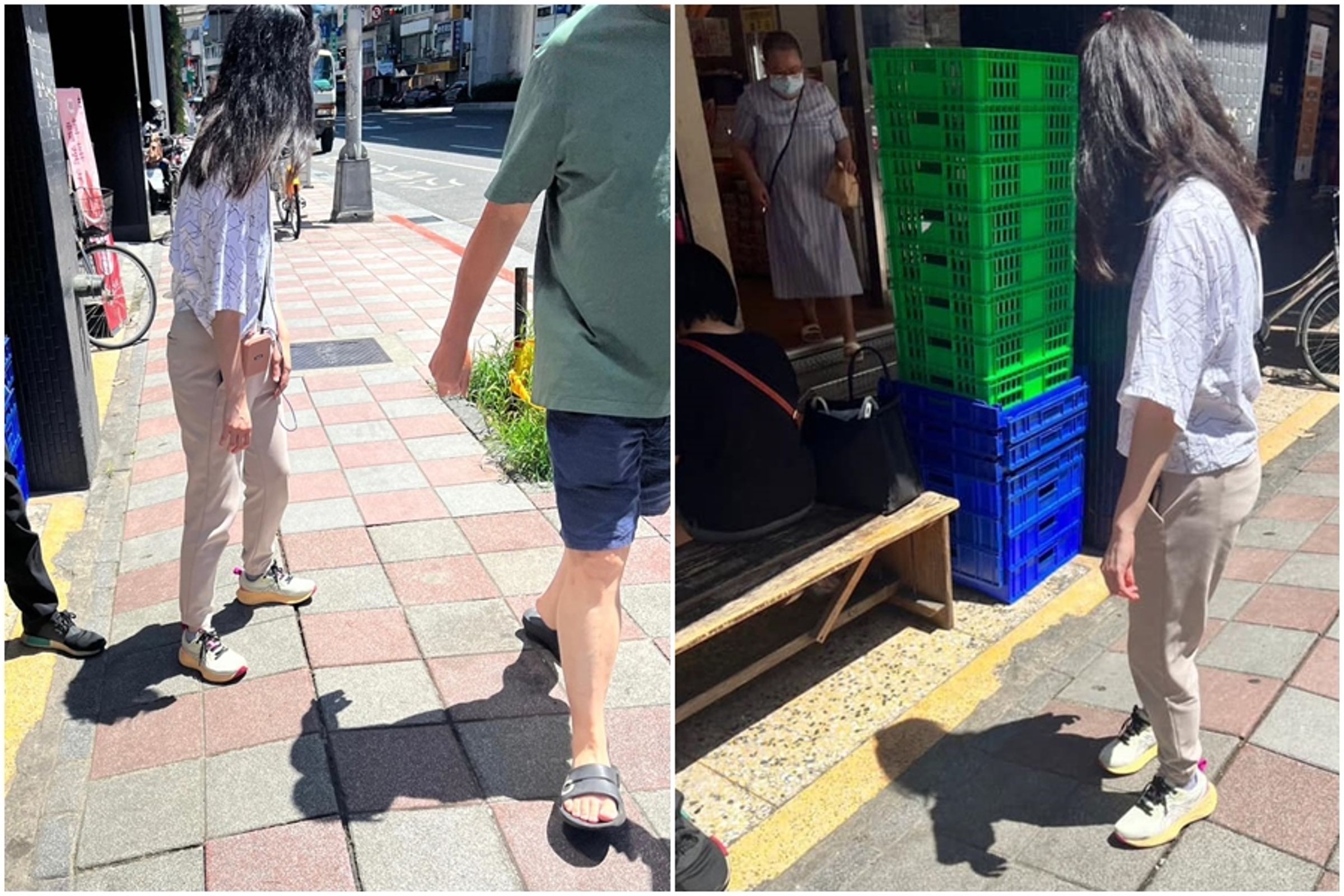 立委高嘉瑜接獲民眾陳情,趕到「基泰碧湖」建案旁勘查鄰損擠壓情況。(翻攝自高嘉瑜臉書)