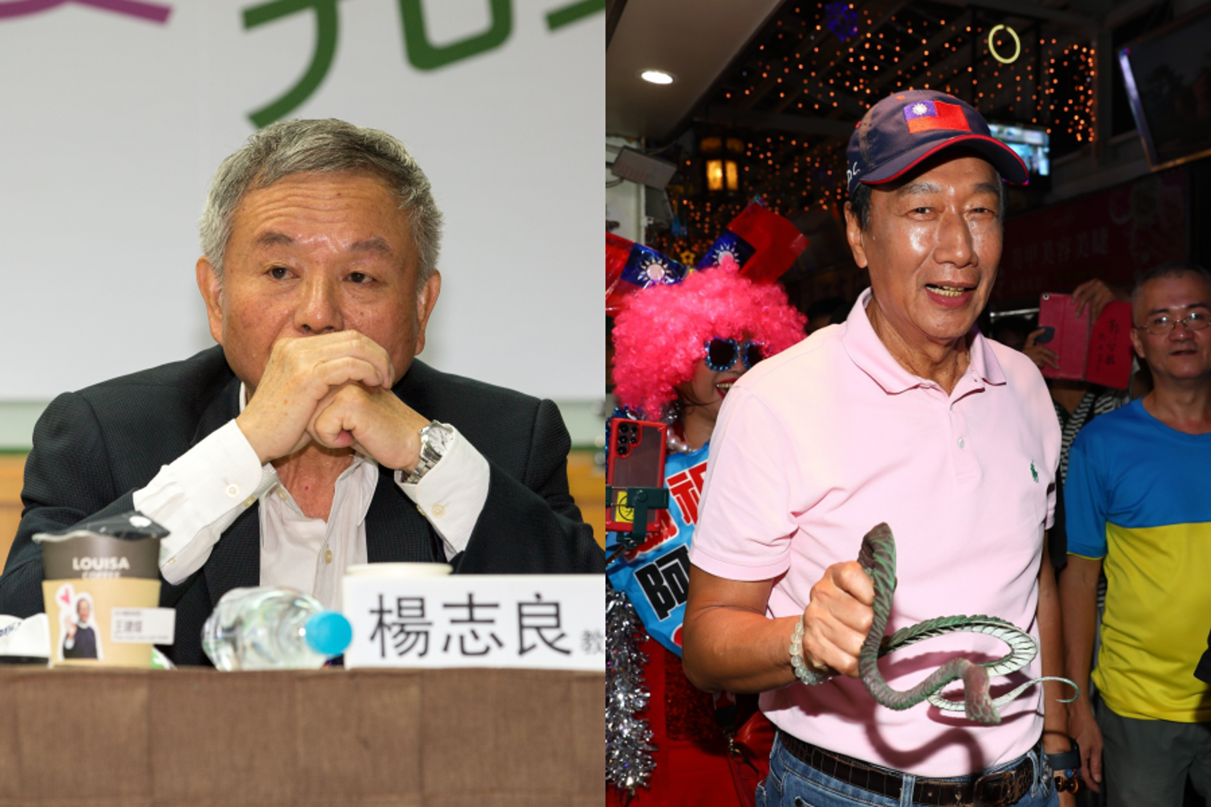 楊志良(左)發聲呼籲郭台銘(右)退選,郭辦則回應稱和楊已沒什麼聯絡。(本刊資料照)