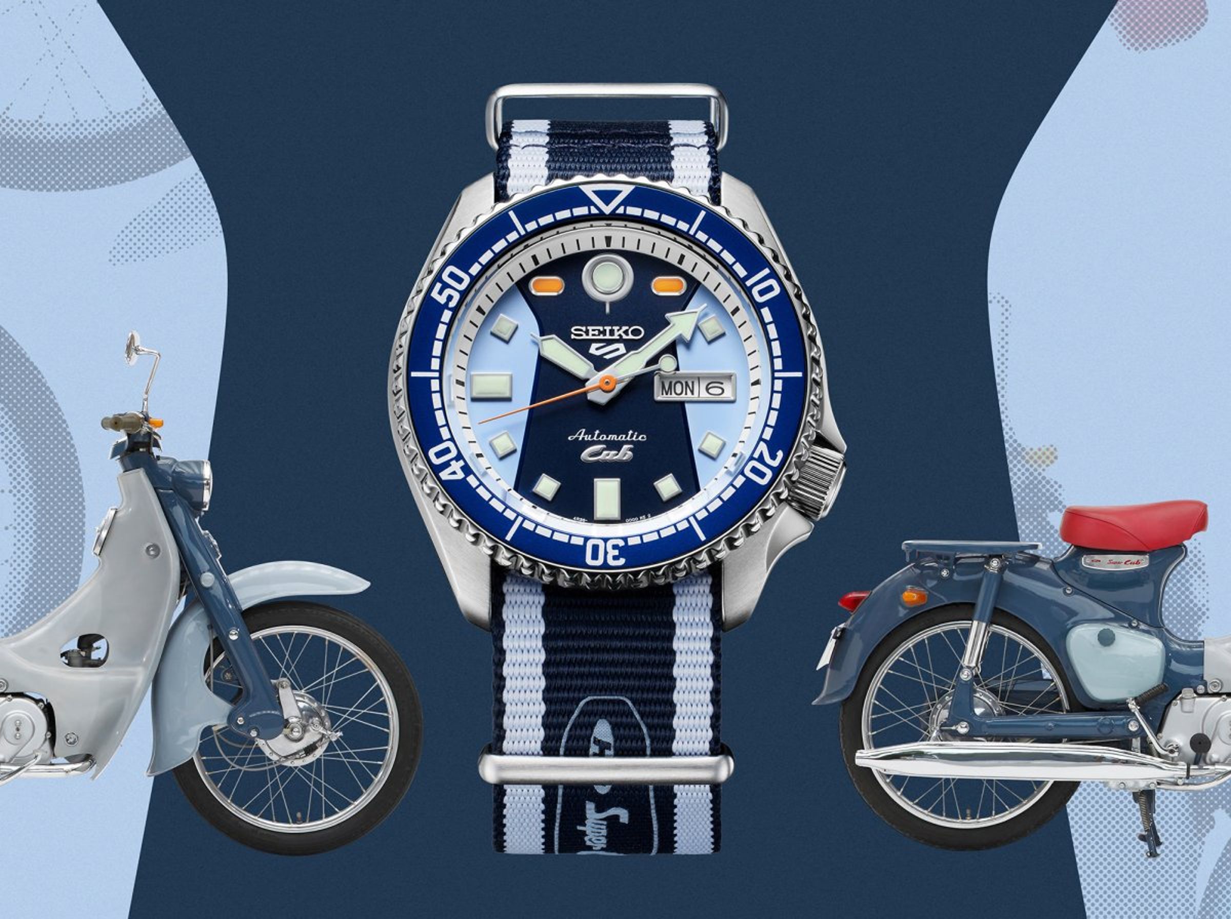 SEIKO 5 Sports X HONDA Super Cub 2023聯名錶款 – SRPK37K1。定價約NT$14,500。