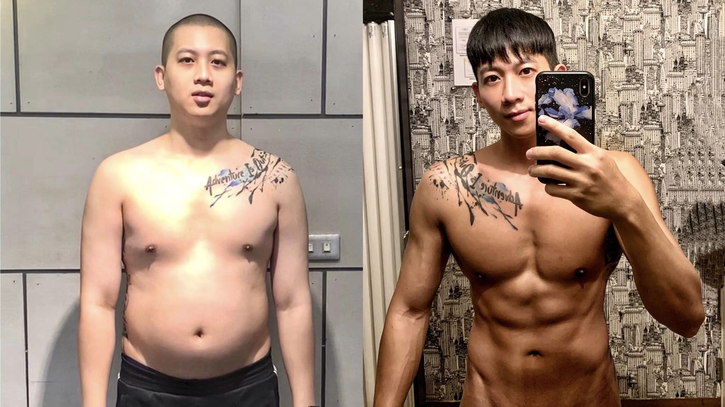 何孟遠人生低潮時暴飲暴食,吃出形同懷孕6個月的大肚,之後他用1000天「身材極限改造」,透過運動以及飲食控制成功從90公斤瘦到72公斤。(何孟遠臉書)