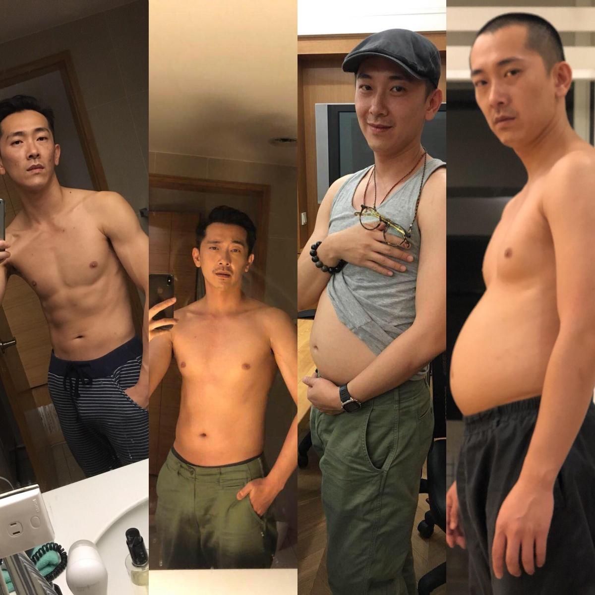 施名帥為電影《灼人秘密》增胖10公斤，原有的腹肌全不見。（施名帥提供）
