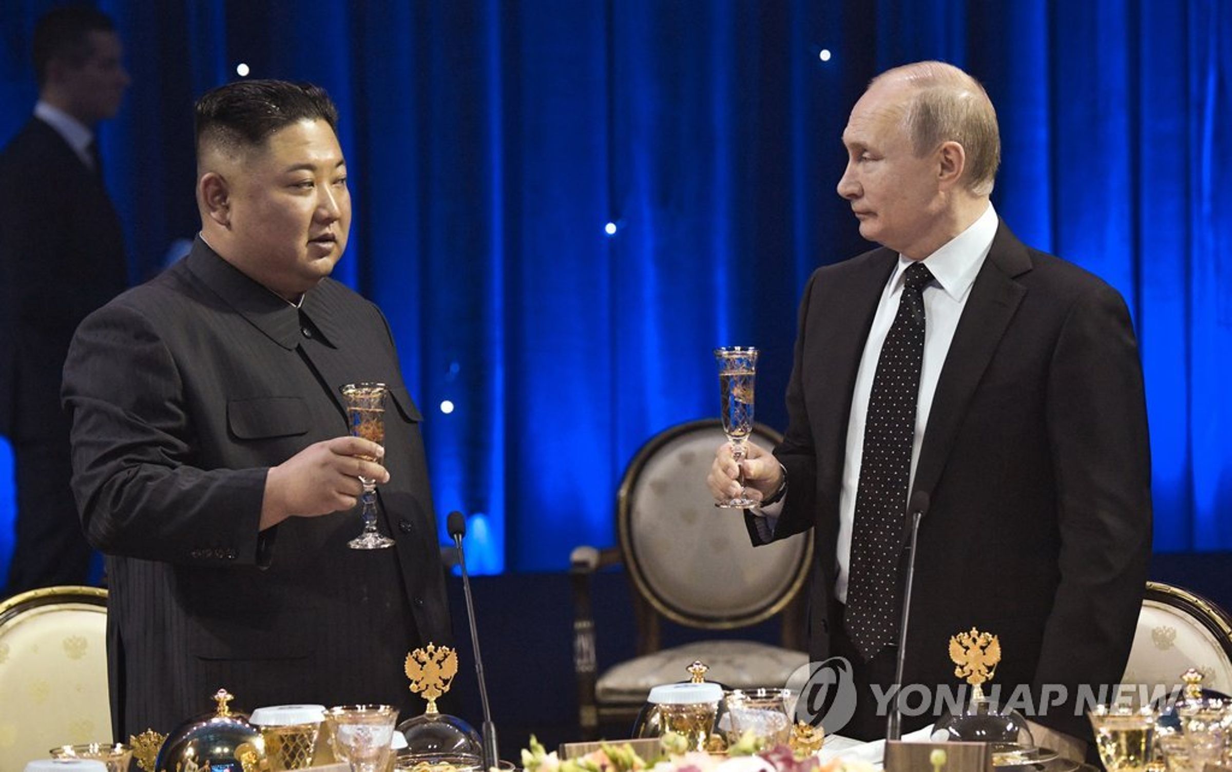 金正恩在2019年4月和普丁見面。(《韓聯社》資料照)