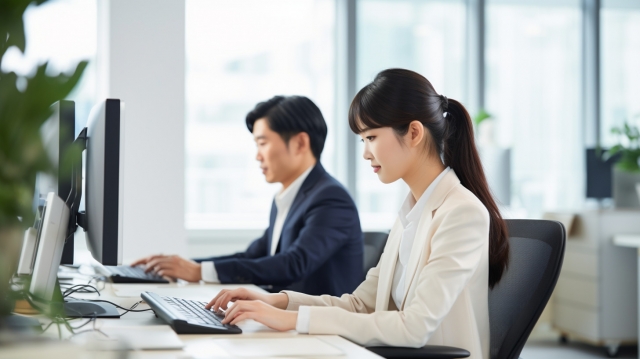 不少上班族在公司久坐用電腦一整天。（示意圖，photoAC）