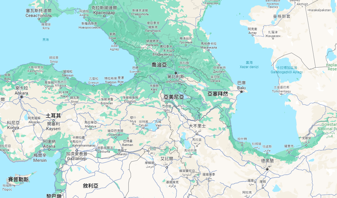喬治亞地理位置。(翻自Google地圖)