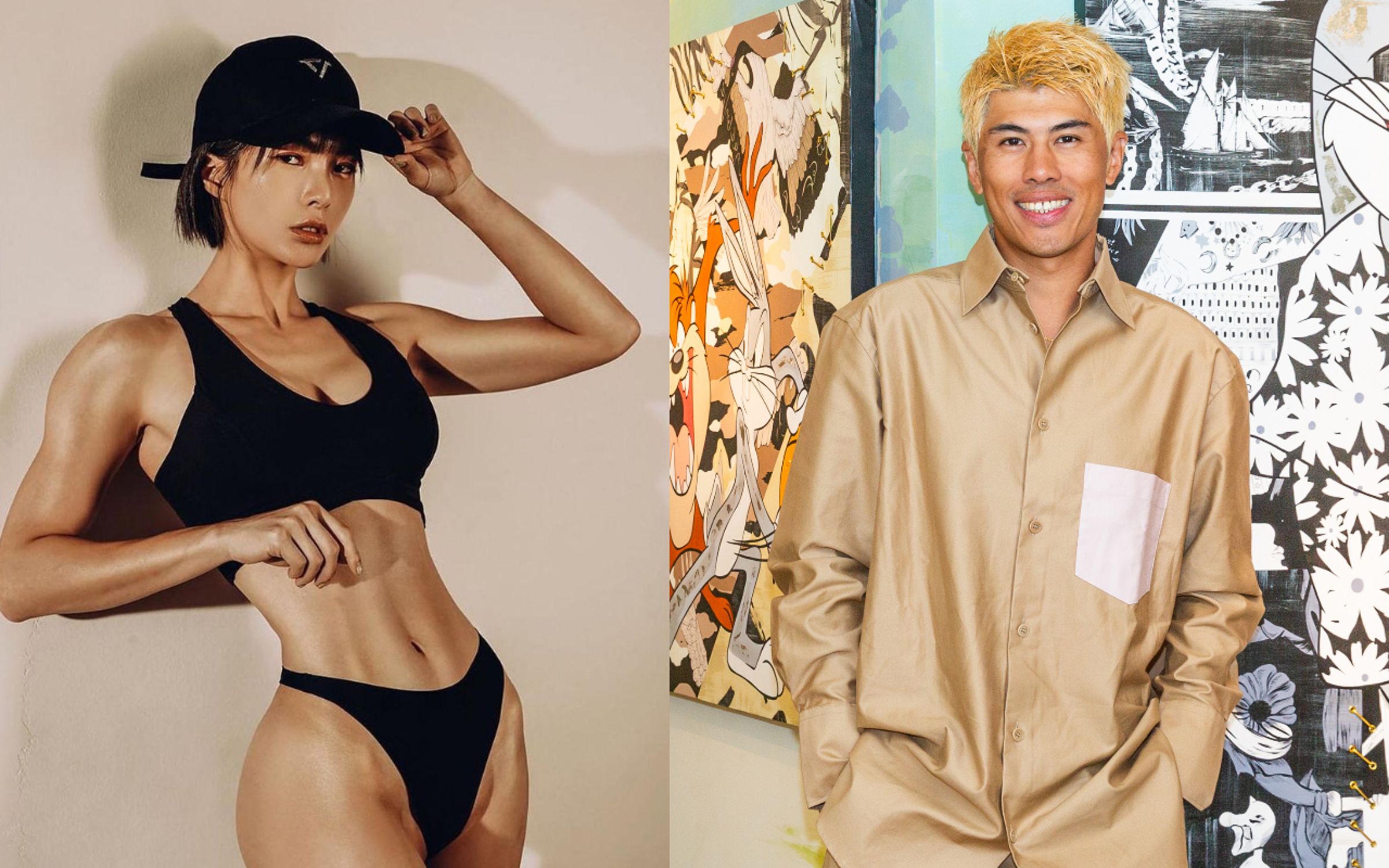 黃沐妍(左圖)、華裔設計師Daniel Wong(右圖)擔任北港媽祖盃全國馬拉松賽大使。(翻攝自黃沐妍IG、鑫囍國際提供)