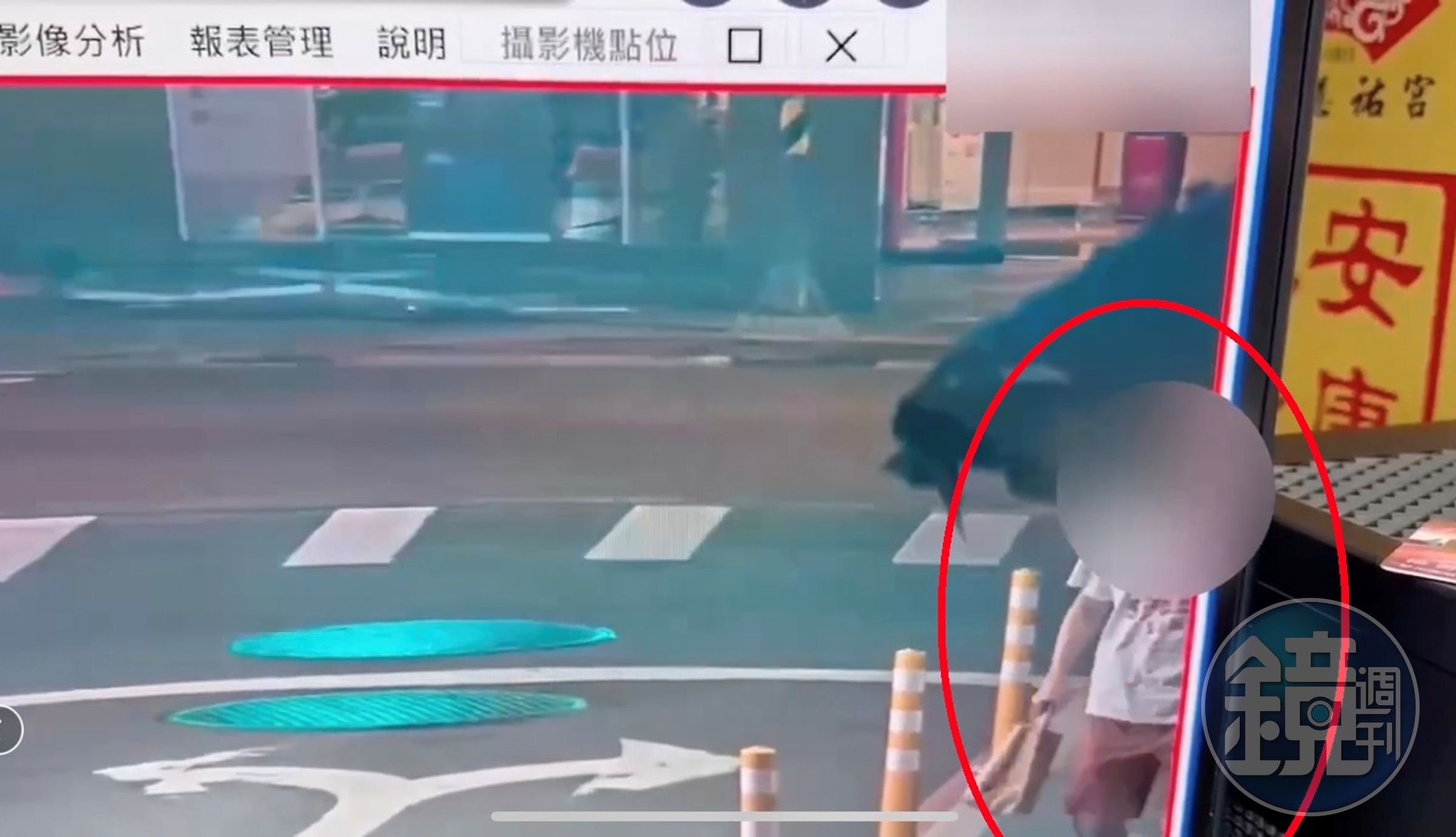 警方調查,江男(紅圈)連續2天犯下持剪刀作勢攻擊路人案件。(翻攝畫面)