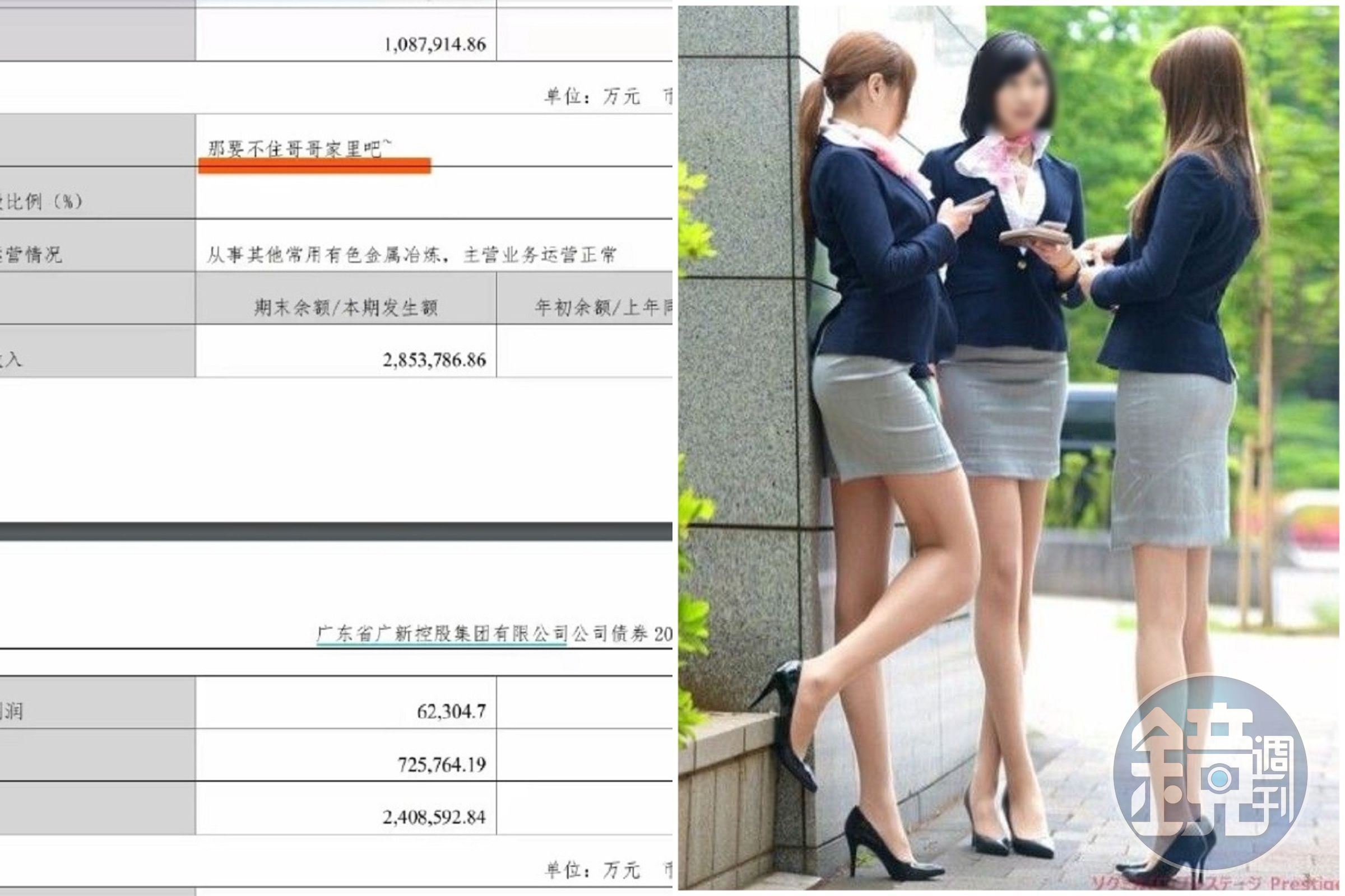 貴公司真亂?企業財報竟印「要不住哥哥家裡吧」,意外爆女實習生不單純。(翻自微博+示意圖)