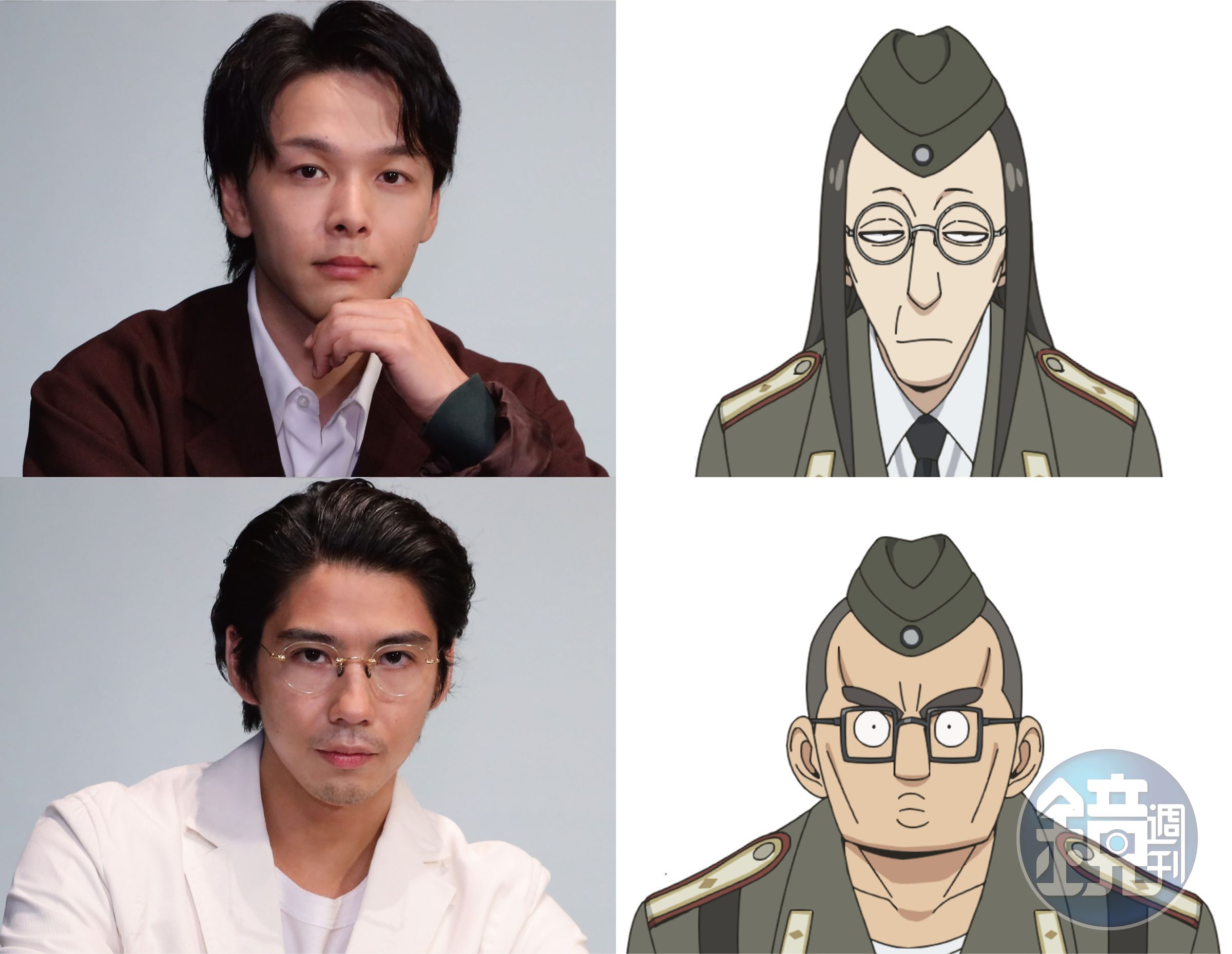 《劇場版 SPY×FAMILY 間諜家家酒 CODE: White》由日本男星中村倫也（左上）詮釋「德米特里」（右上），賀來賢人（左下）詮釋「路卡」（右下）。（木棉花提供）