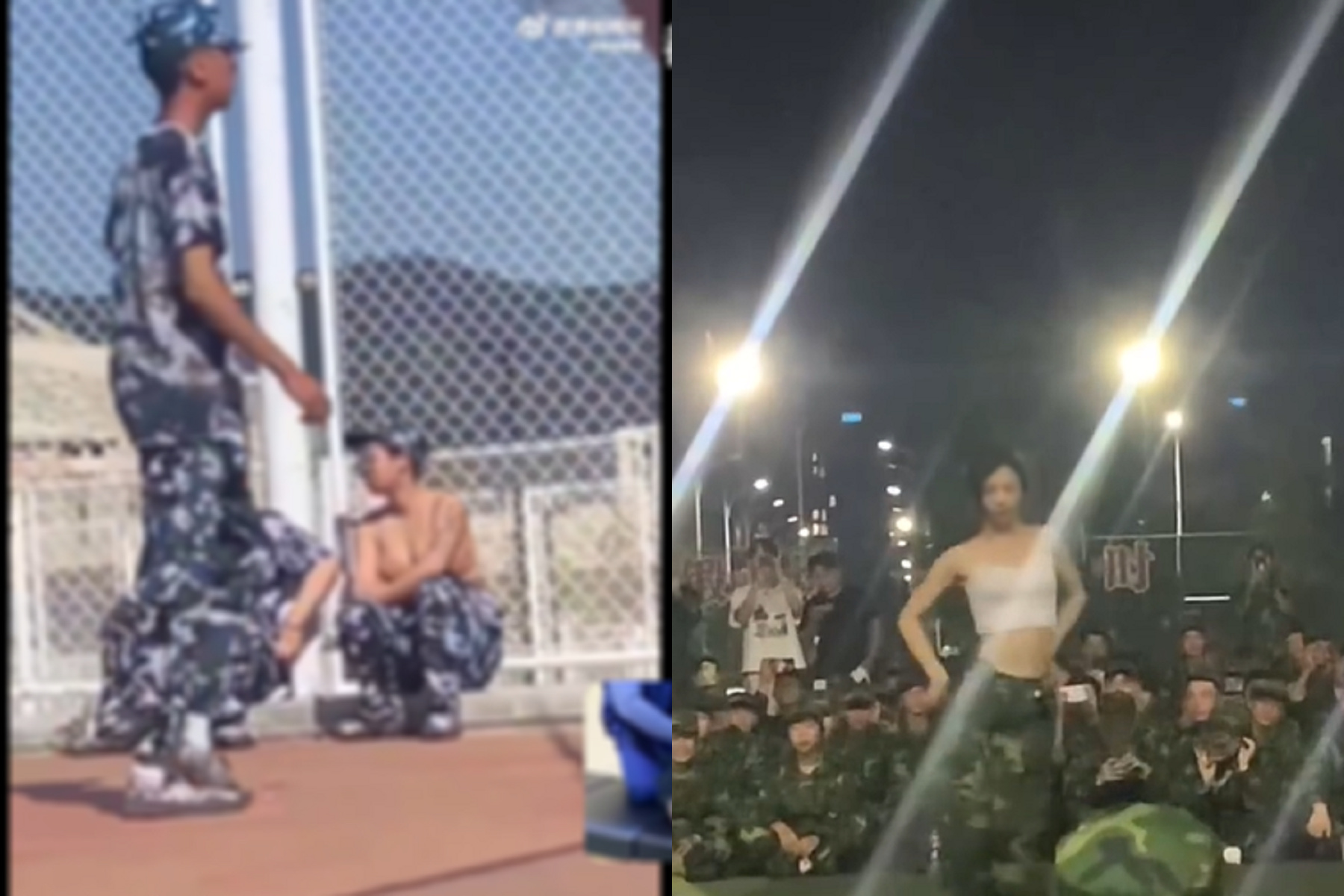 中國軍訓課女生大解放，脫衣跳艷舞全都來！保守小粉紅崩潰。（翻自微博）