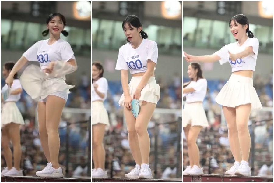 李多慧迷你裙被風吹起來,驚慌失措的表情全被拍下。(翻攝自YouTube「enzoyeh29」)