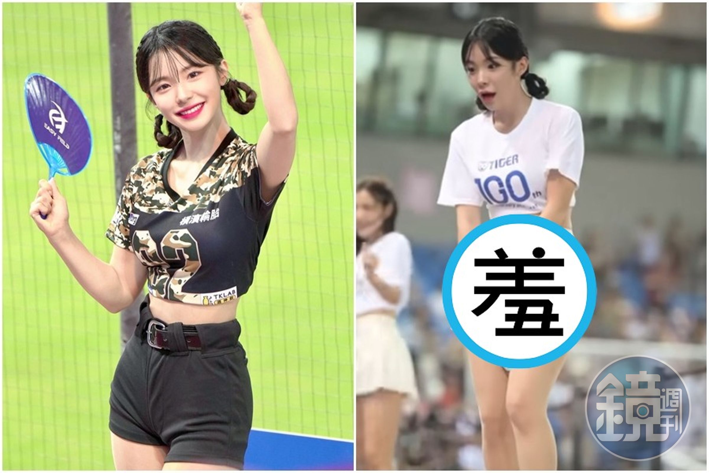韓籍啦啦隊女神李多慧加入樂天女孩後，甜美可愛的形象圈粉無數。（翻攝自李多慧IG、YouTube「enzoyeh29」）