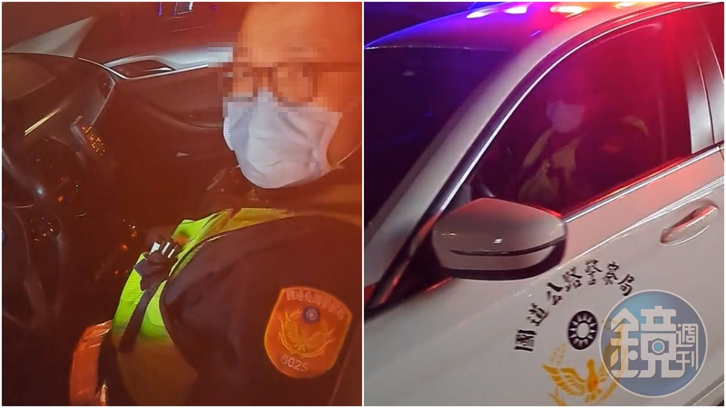 2名國道警察值勤時開巡邏車到平面道路上的超商,而遭蕭男盯上。(翻攝自TikTok@瀟湘公子)