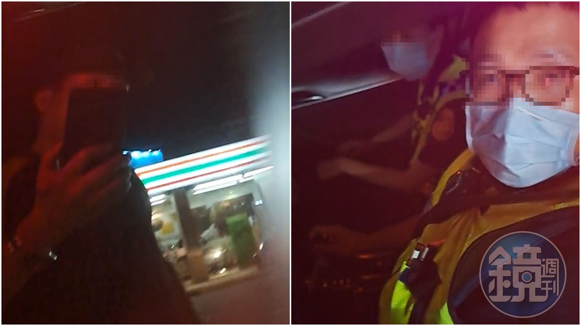 蕭姓退休員警(左圖)指國道警開巡邏車到平面道路上的超商購餐,並與員警爆發口角。(翻攝自TikTok@瀟湘公子)